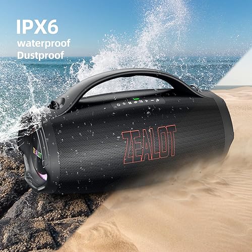 Miniatura 4 de ZEALOT Portable Bluetooth Speaker, 160W RMS Speaker Bluetooth Wireless, Parlante/Bosinas Bluetooth, IPX6 Waterproof, Stereo/ 36000mah/ Negro