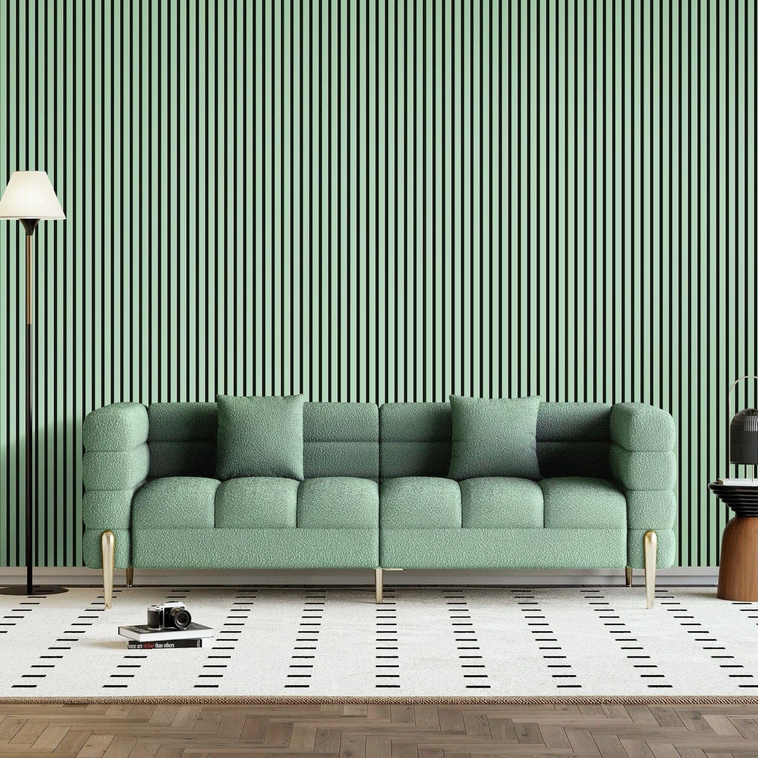 Jobu Pastel Green Acoustic Wall Panels In With Black Backing, 240Cm X 60Cm, (5 Pack)