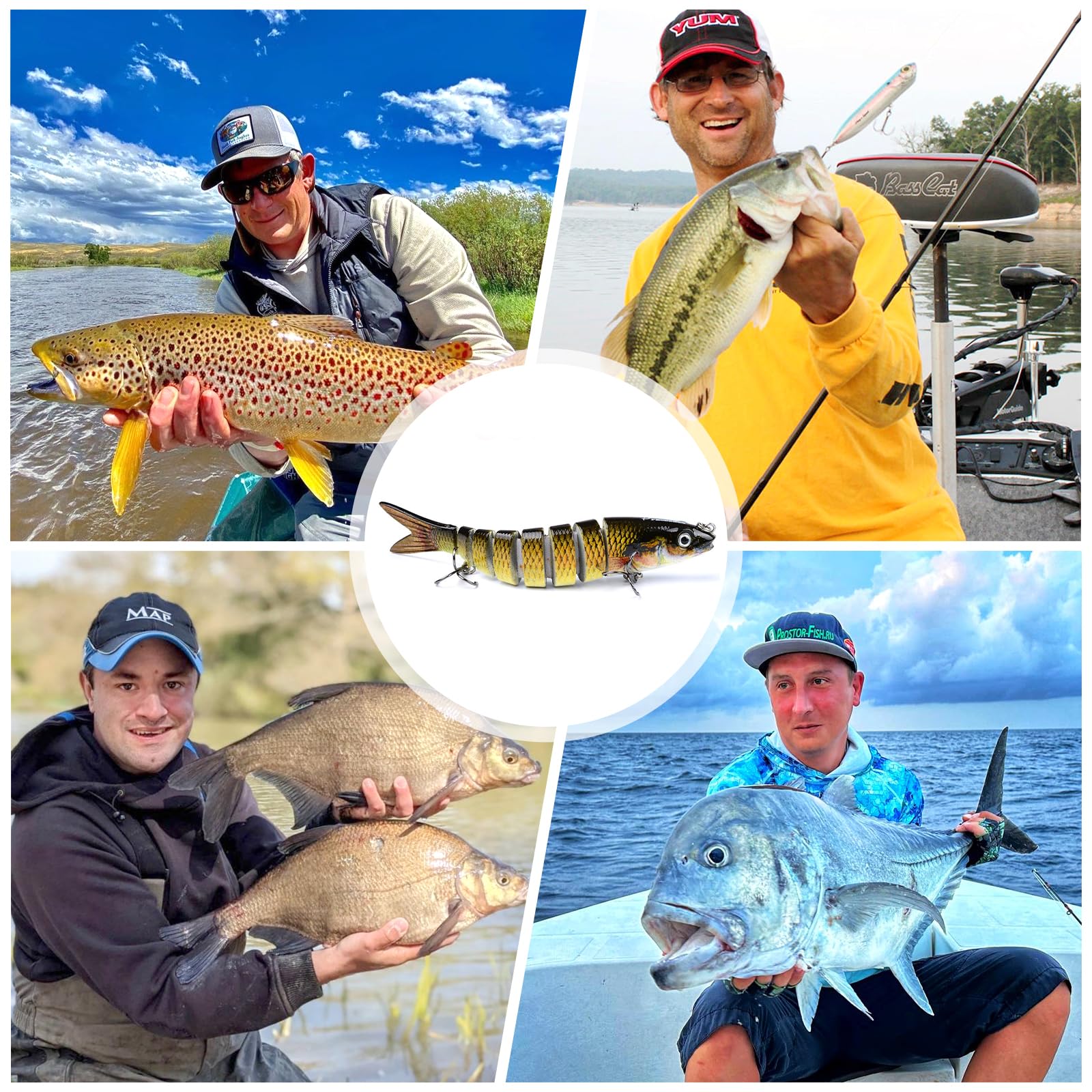 5 szt. Przynęty Wobbler na Szczupaka, Pstrąga, Okonia, Sandacza – Wielosegmentowa Pływająca Przynęta z Potrójnymi Haczykami 13,3 cm, Realistyczny Swimbait do Wody Słodkiej i Słonej z Pudełkiem