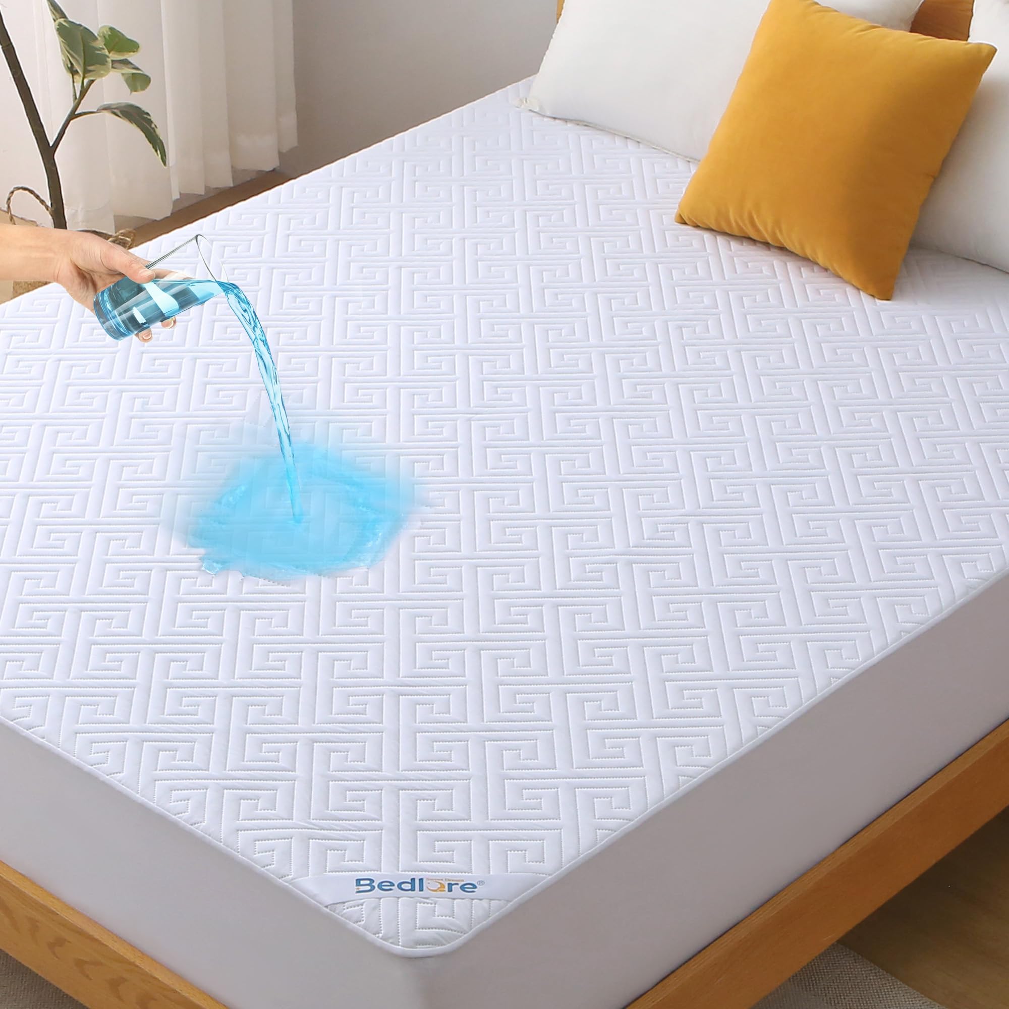 BEDLORE Waterproof King Size Mattress Protector, Breathable TPU Layer, Extra Deep Pocket, Brushed Microfiber, Hypoallergenic, Noiseless, Oeko-Tex Mattress Cover (White)