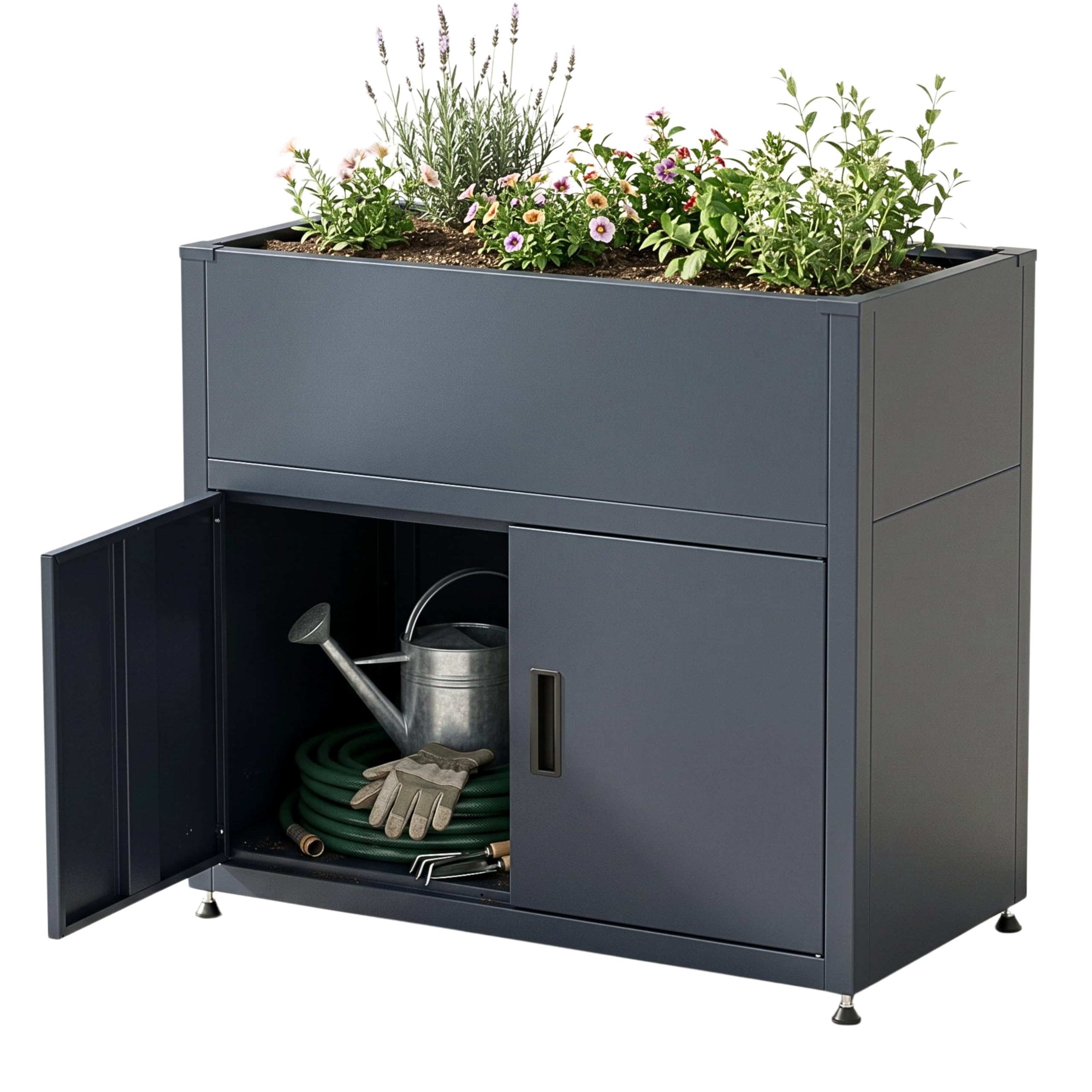 Jardinière pour légumes et herbes aromatiques en acier gris 100 cm