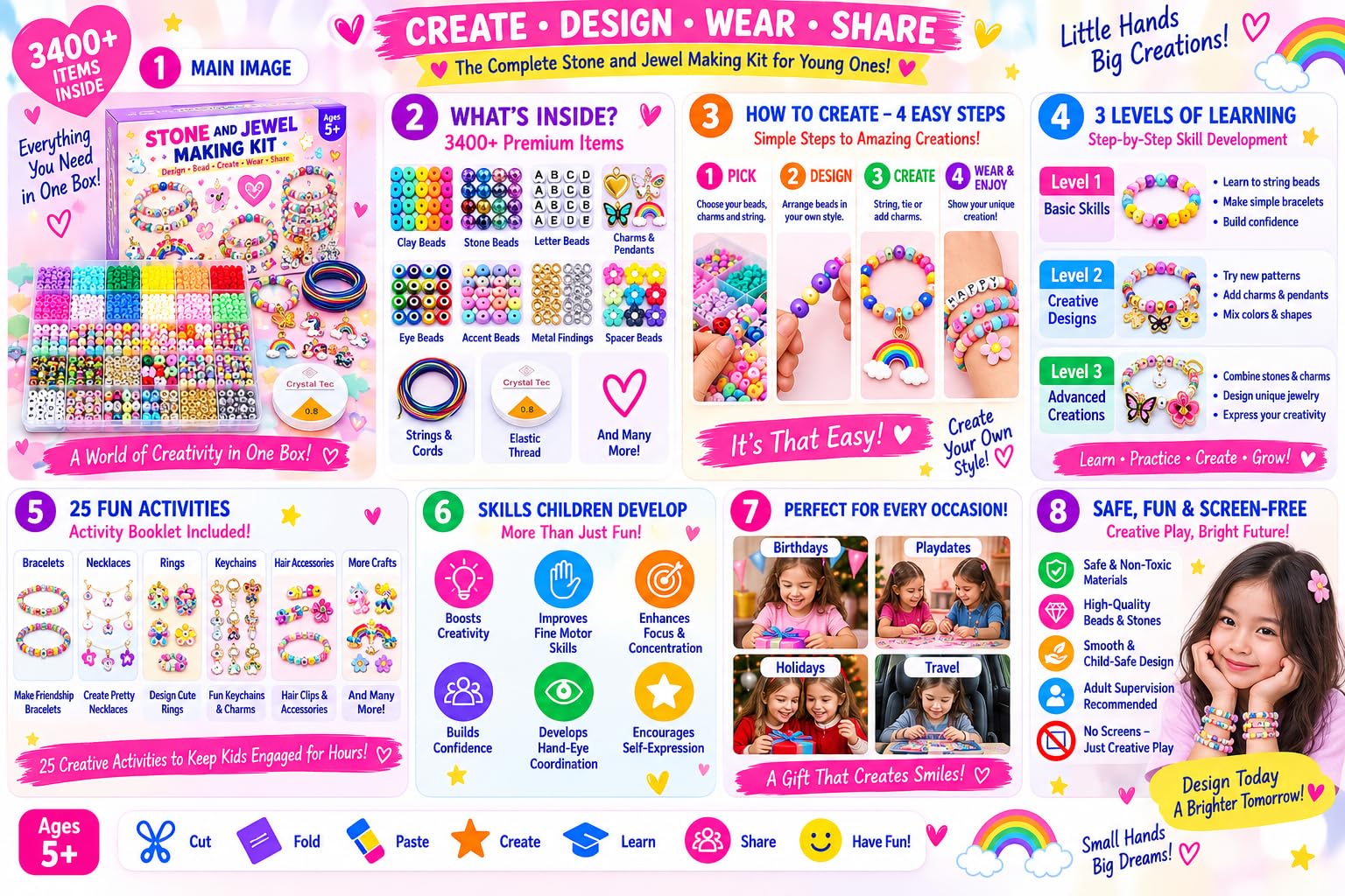 Kit per la creazione di braccialetti Golden Bear™ per ragazze