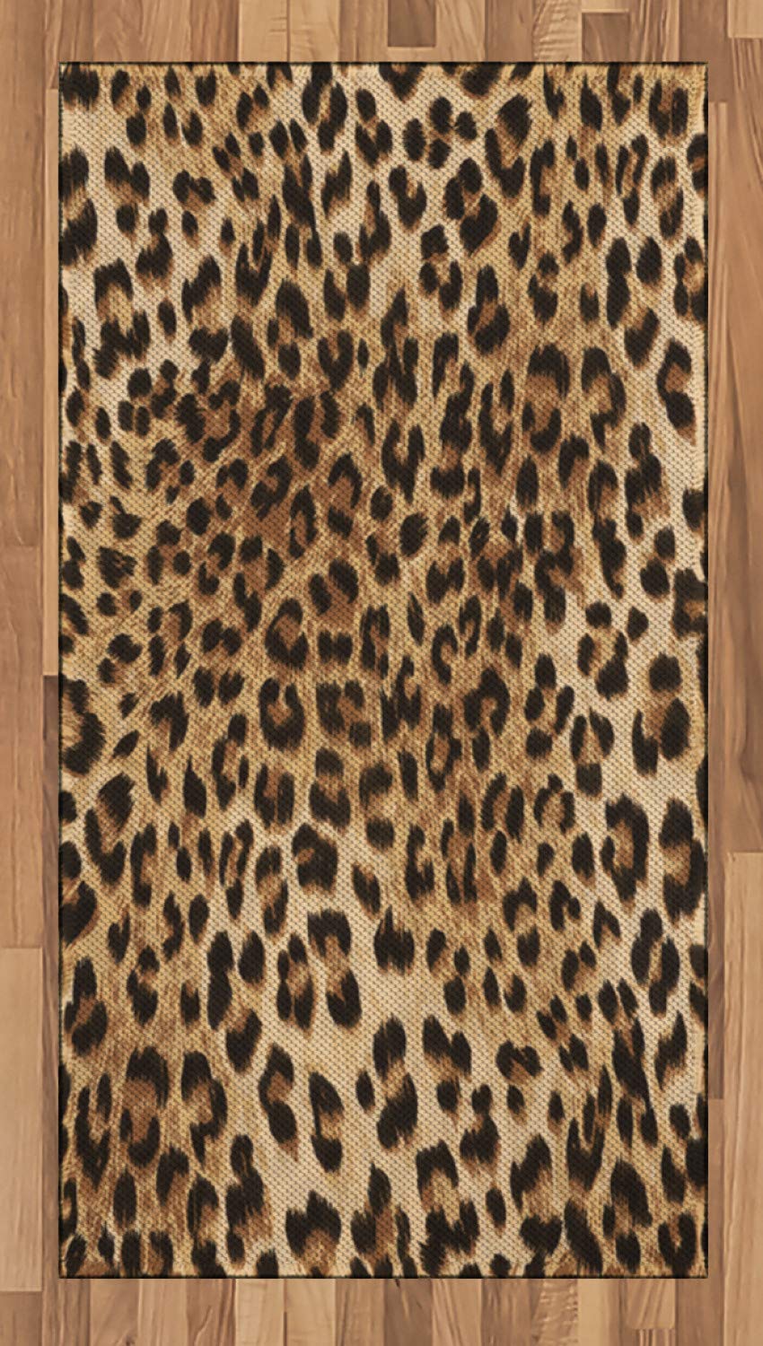 ABAKUHAUS Leopard Print Area Rug, Skin Pattern of a Wild Safari Animal Powerful Panthera Big Cat, Flat Woven Accent Rug for Living Room Bedroom Dining Room, 2.6' x 5', Pale Brown Black