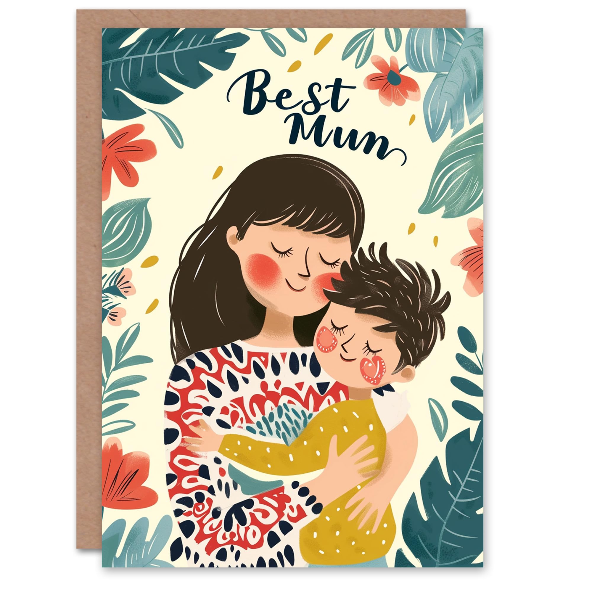 Mother's Day Greeting Card From Son Child Hugs Best For Mum