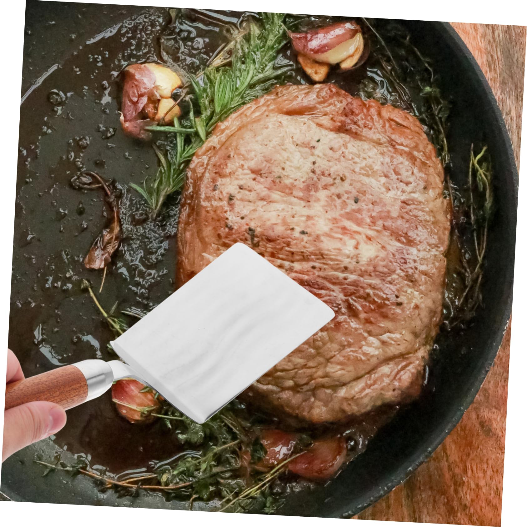 ABOOFAN 4 Stück Kochspatel stainless steel ausstecher rentier Werkzeug Pizza schälen Pfannenwender für die Küche Bratspatel Steak Fingerkuchenschaufel wok Metall hölzern