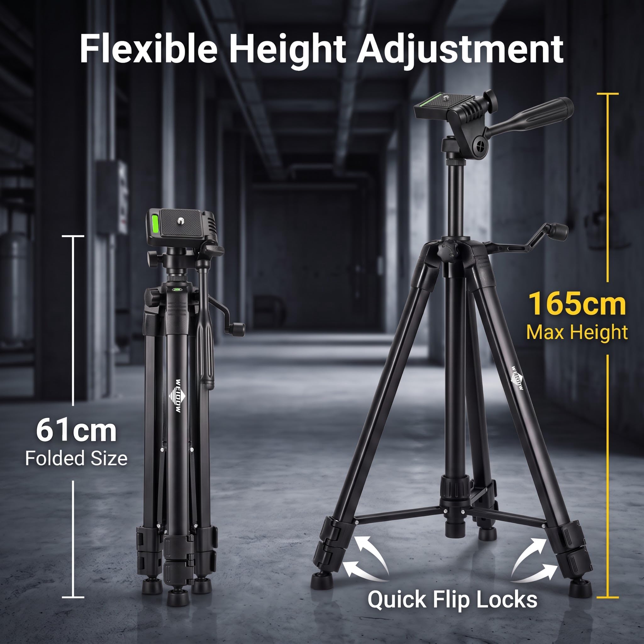 Treppiede leggero portatile regolabile per livello laser, nero