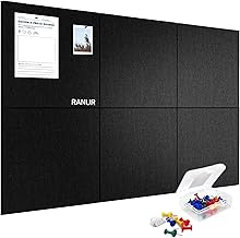 6 Pcs Felt Bulletin Board (30×30 cm) Self Adhesive Notice Boards with 50 Pins, Vision Board for Manifestation, Message Board for Notes, Photos, Office & Home Wall Decor (Black)