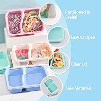Vista 4 de Finorder 4 Pack Contenedores de Paja de Trigo, Caja Bento Reutilizable de 2 Compartimentos Colorida para Niños Pequeños, Contenedores de Comida