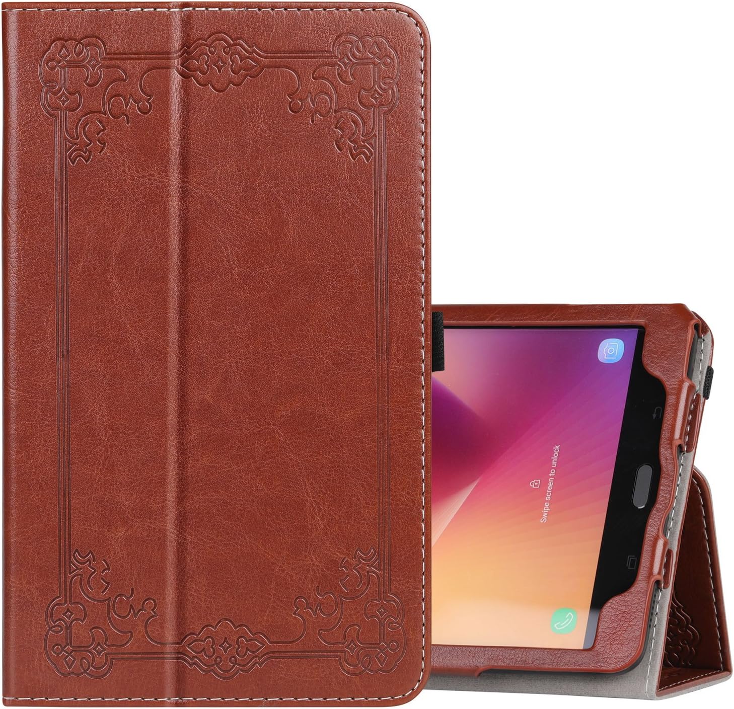 ZtotopCase for Samsung Galaxy Tab A 8.0 2017 Release for T380/T385, Folio Leather Tablet Cover with Auto Wake/Sleep Feature,Retro Flower