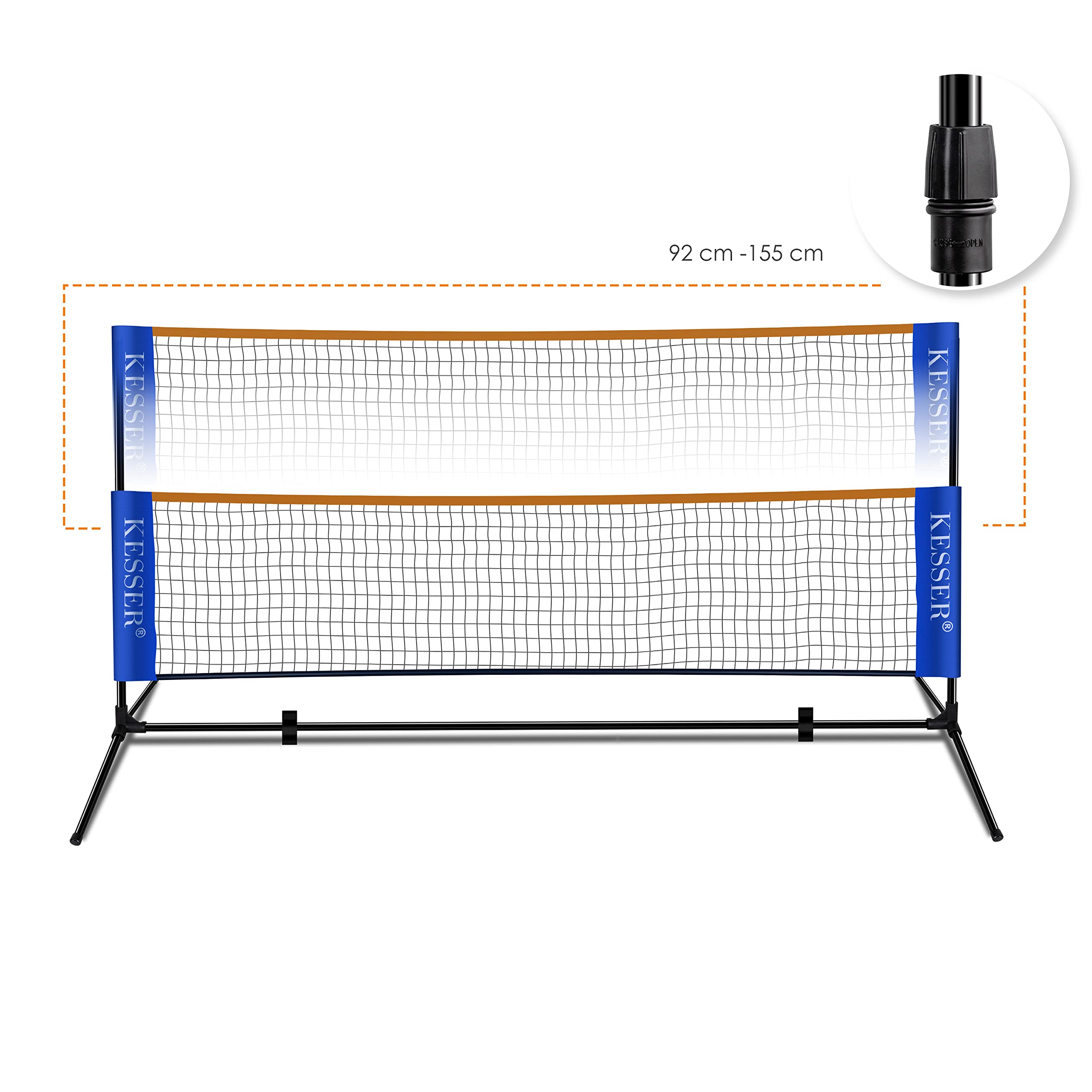 KESSER® Rete da badminton, rete da tennis Rete da volano regolabile in altezza in 3 direzioni, set composto da rete, 3x volani di badminton, stabile struttura in ferro, borsa per il trasporto