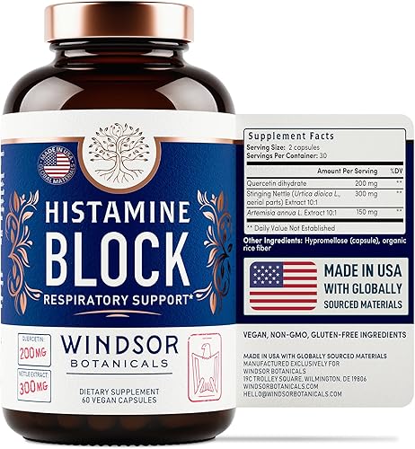 Miniatura 9 de Bloqueador de histamina para alergias Quercetina, flavonoides de ortiga picante, tabletas antihistamínicas naturales Suplementos de alivio de