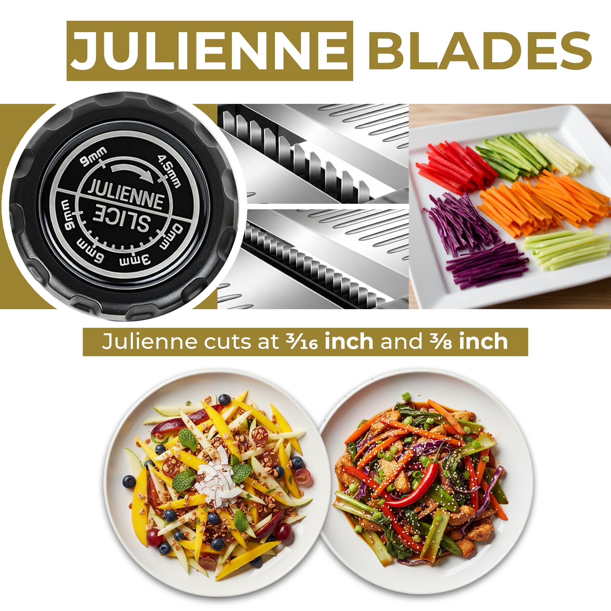 Mandolina de cocina para cortar alimentos, ajustable, de acero inoxidable, incluye cortador ondulado de patatas fritas, para patatas, cebollas verduras
