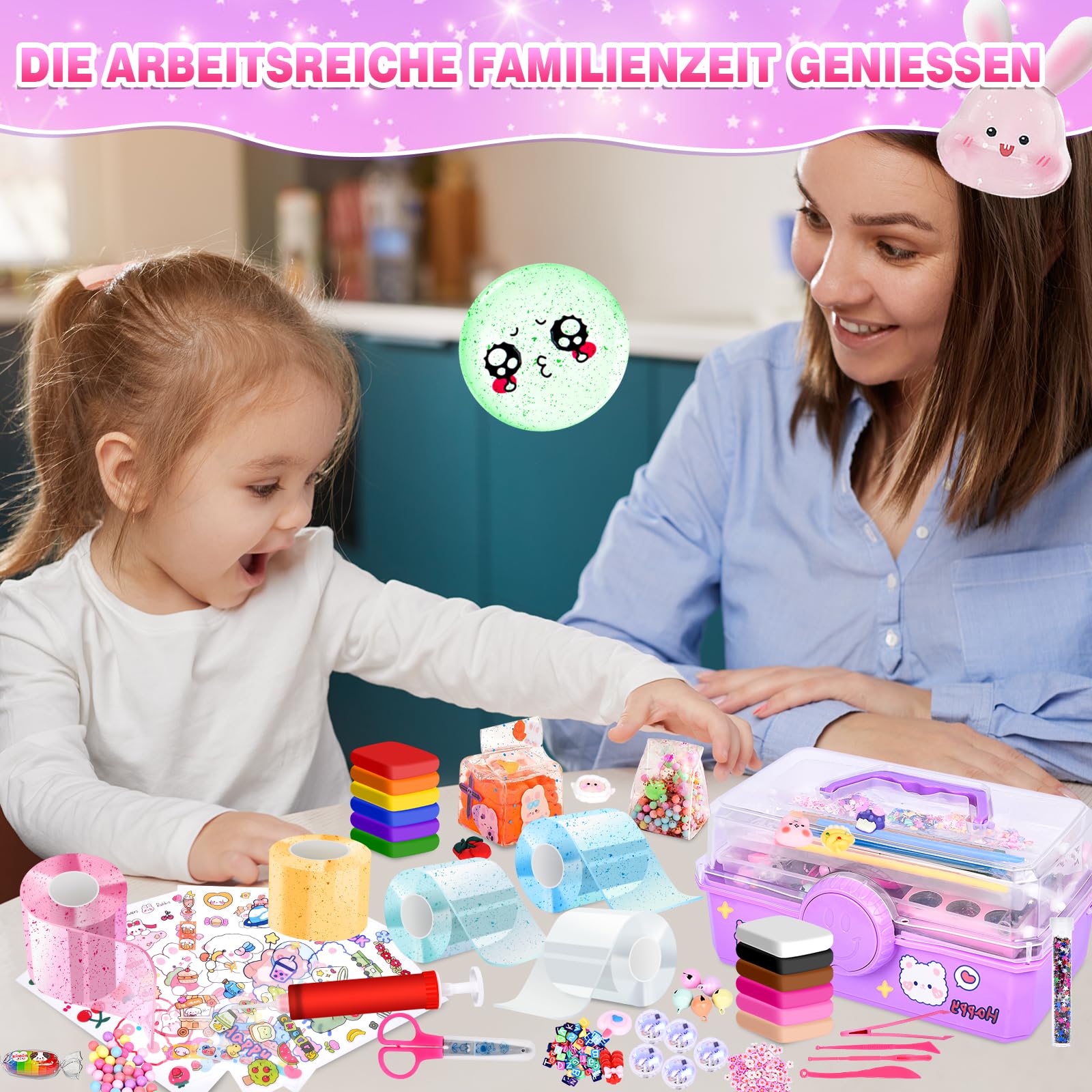 Charmofun 96 Stück NanoTape Bubbles Set für Kinder, Nano Tape Bastel Set mit 5 Rollen Nanoband + 12 Toner, DIY Doppelseitiges Klebeband ab 3 Jahren Mädchen Jungen