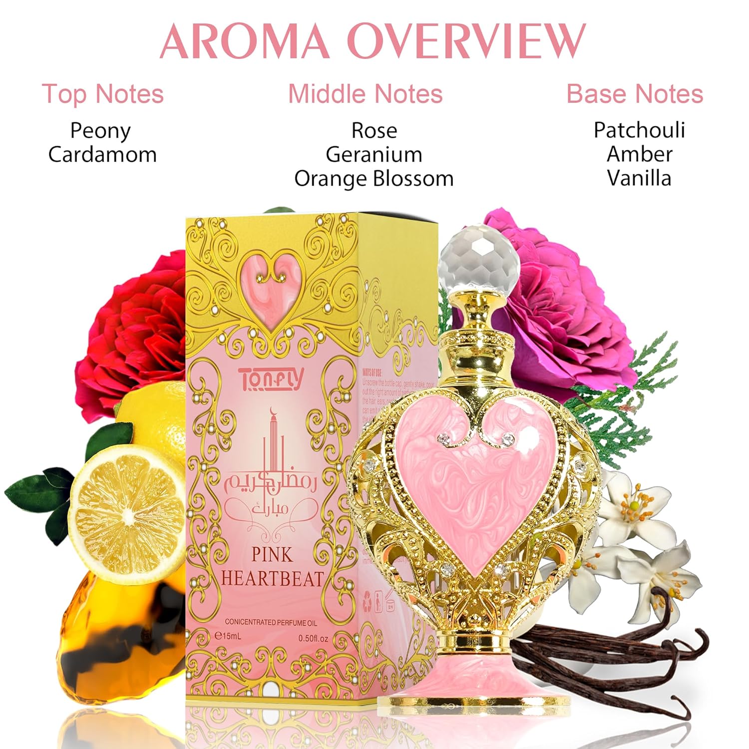 Floral Perfume Oil for Women & Men - 15ml Long-Lasting Fragrance with Peony, Cardamom, Rose, Vanilla Notes, Unisex Scent for Daily Wear, Romantic Dates, Gift Giving - Image 4