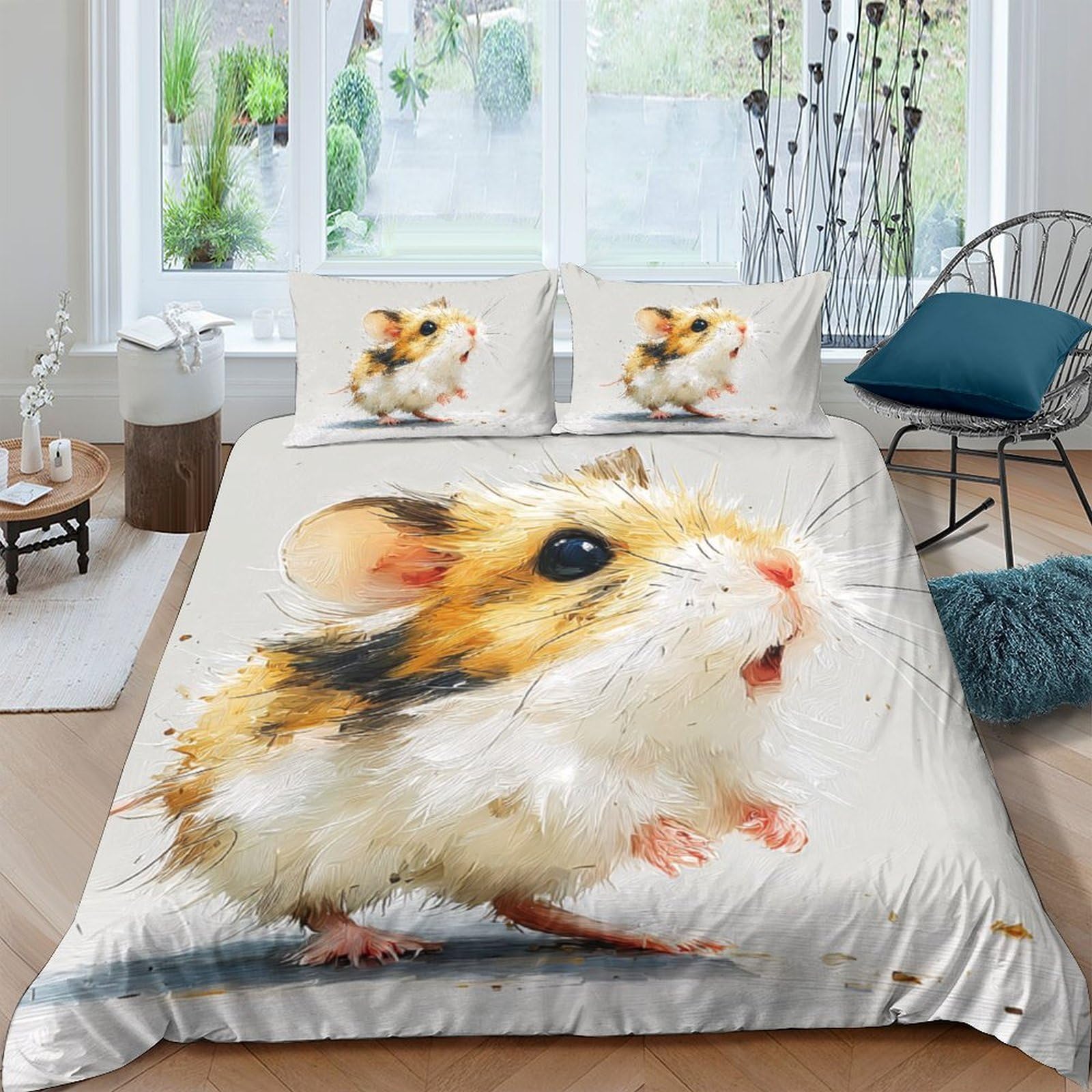 Ctjqhvkz Style-10 3D Printed Hamster Fitted Sheet Microfiber Soft Animal Pattern Bed Sheet For Bedroom Dorm Mattress Decor Single（135X200cm）