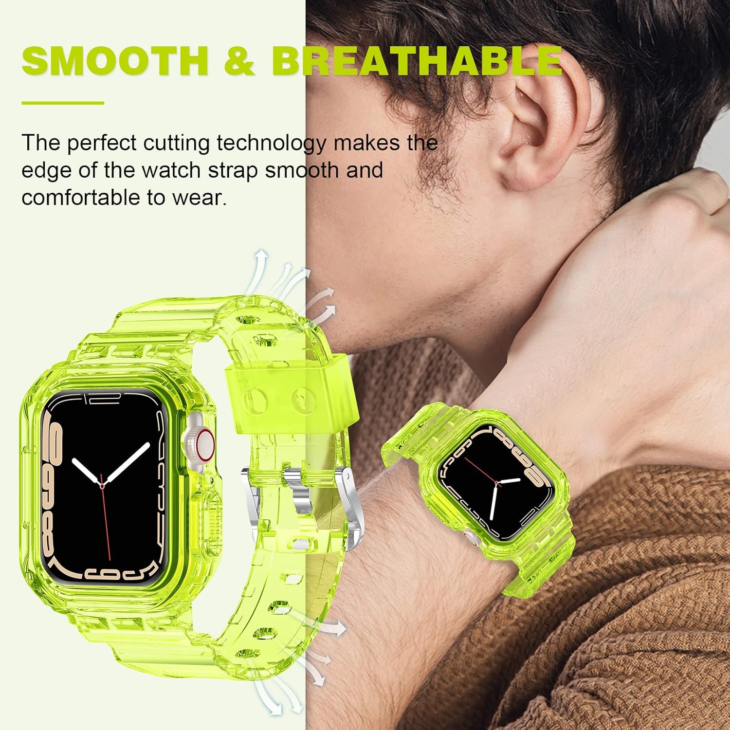 XYF Compatible for Crystal Clear Apple Watch Bands, 49mm 46mm 45mm 44mm 42mm 41mm 40mm 38mm Bumper Case for Men Women Jelly Sport Cover Strap for iWatch Ultra 3 2 Series 11 10 9 8 7 SE 6 5 4 3 - Image 6