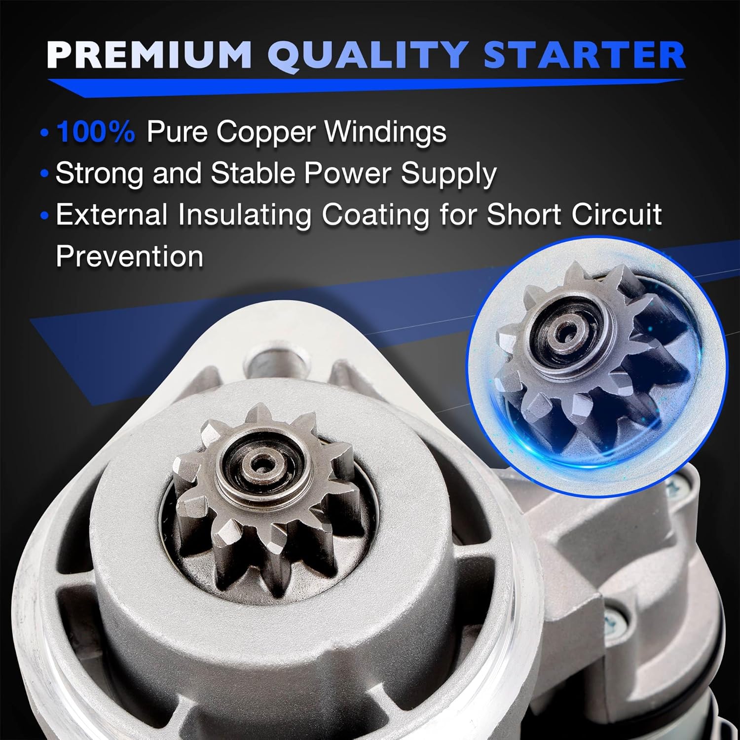 12V Starter Compatible with John Deere 5045D 5055E 5065E 5075E Tractors 2008-2014, 2.9L CW 10 Teeth, Replacement for RE533976, F-002-G20-658, 19331, BF002G20658