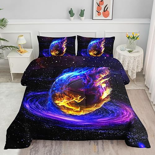 Miniatura 14 de Juegos de Edredón de Cohete del Universo Espacial para Niños y Niñas, Galaxia Nave Espacial Alienígena Planeta, Edredón de 3 Piezas en Juegos de