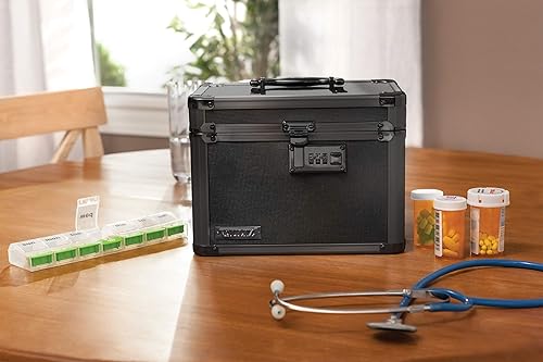 Miniatura 2 de Caja de seguridad Vaultz con combinación, 7.25 x 10 x 7.75 pulgadas, caja fuerte para dinero, documentos y medicamentos, negro táctico