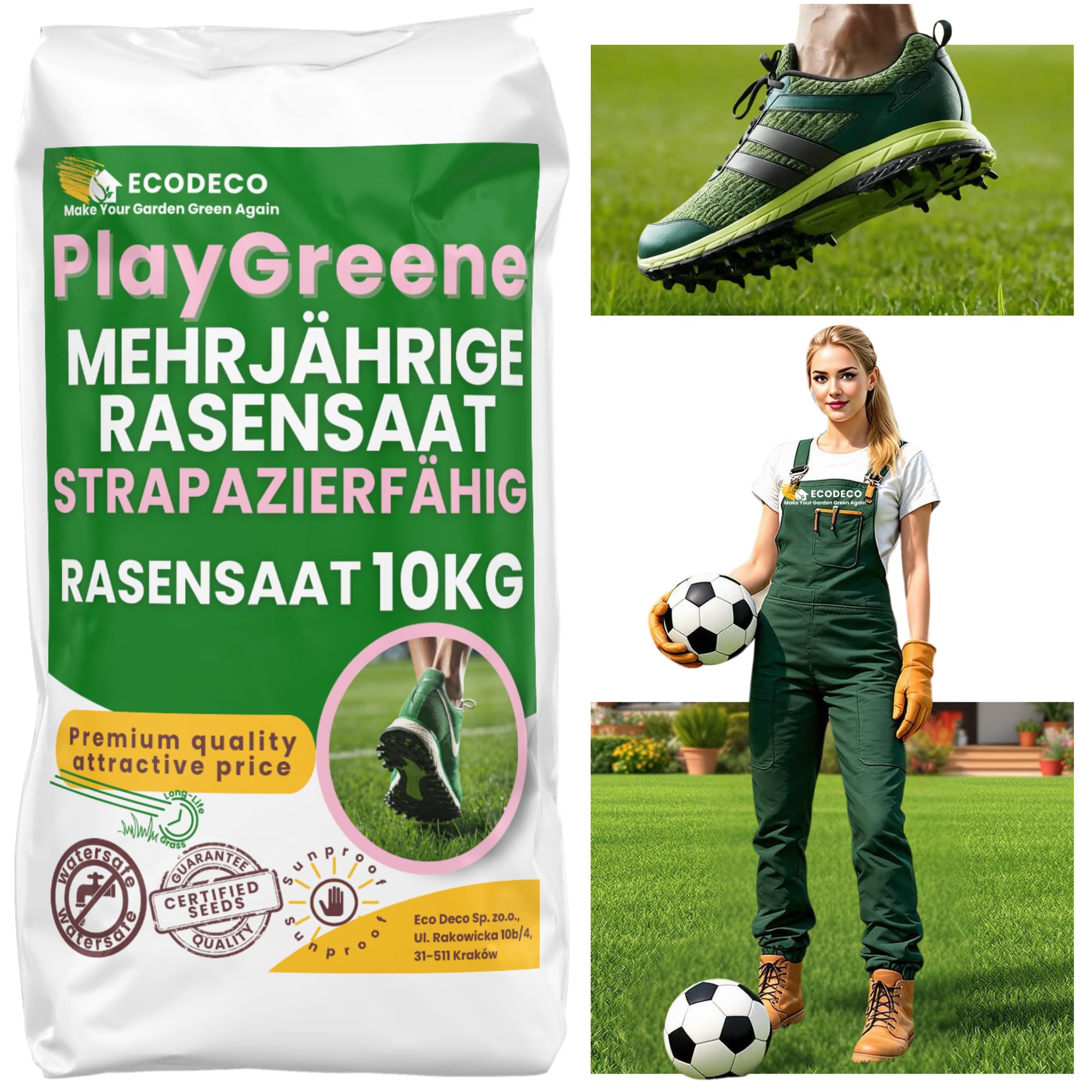Semillas Cesped Resistente y Crecimiento Rápido 10kg | Mezcla de Semillas para Césped Natural Deportivo y Jardín, Alta Densidad, Ideal para Siembra y Repoblación, Soporta Pisoteo