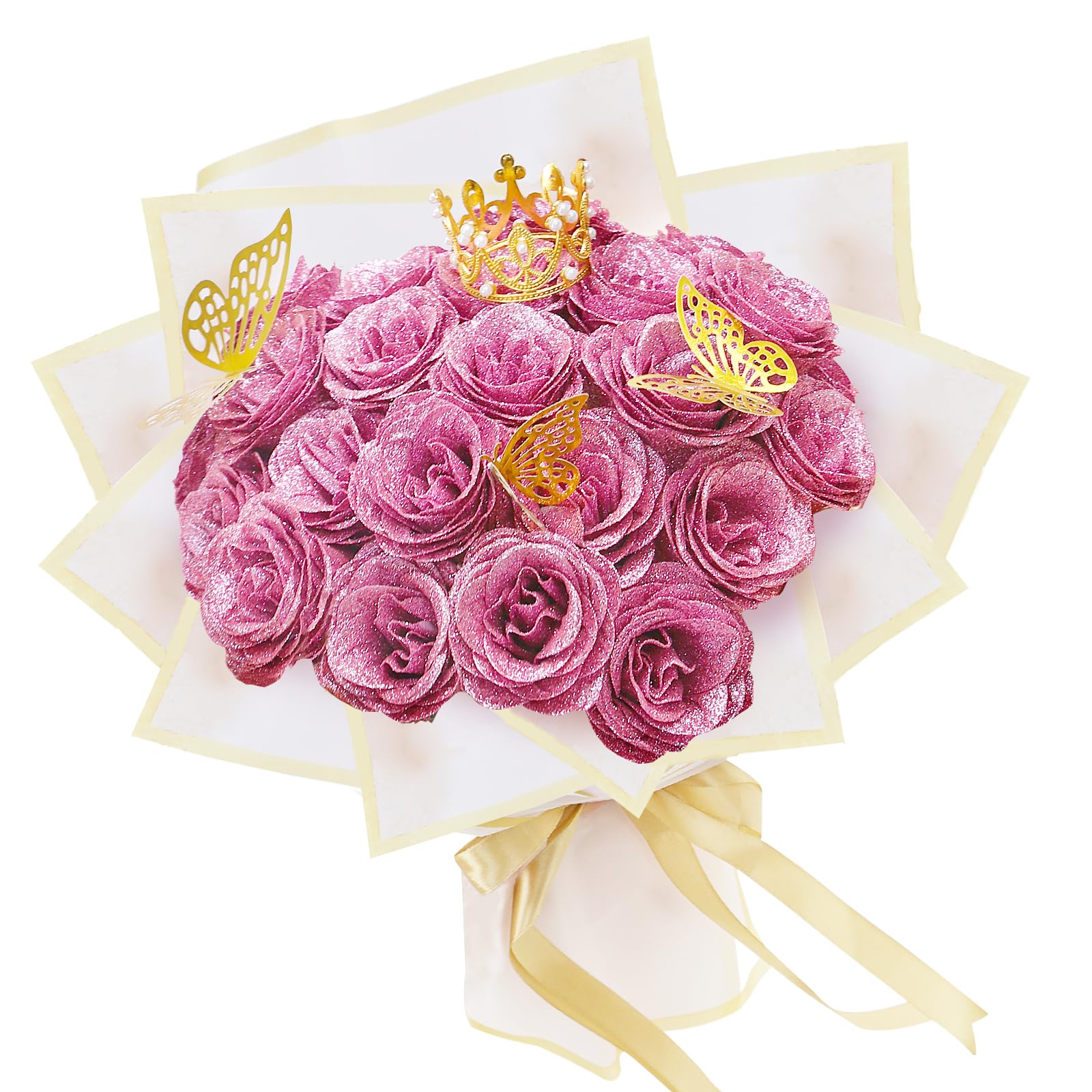 Bouquet de roses à paillettes fleurs artificielles décoratives pour DIY mariage Saint-Valentin