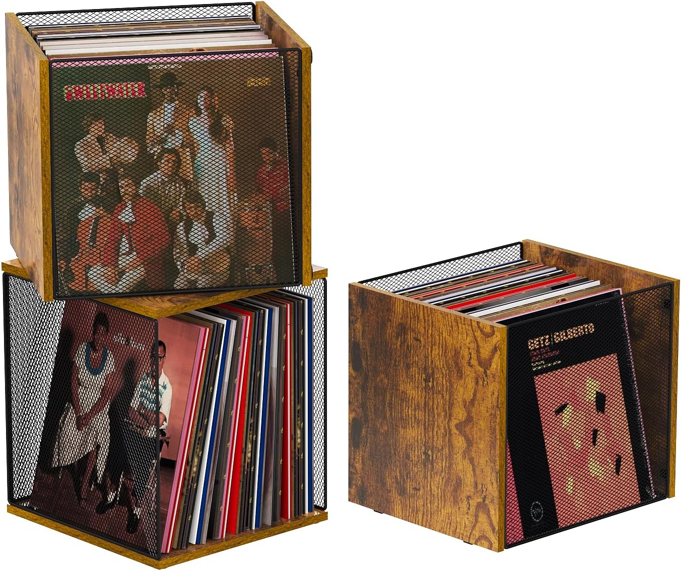 1 Cube Record Holder Vinyl Record Storage Furniture - DIY Stackable 40-55 Records Visualize Record Album Storage Box Cube Wooden Vinyl Record Crate Vinyl Record Shelves Organizer