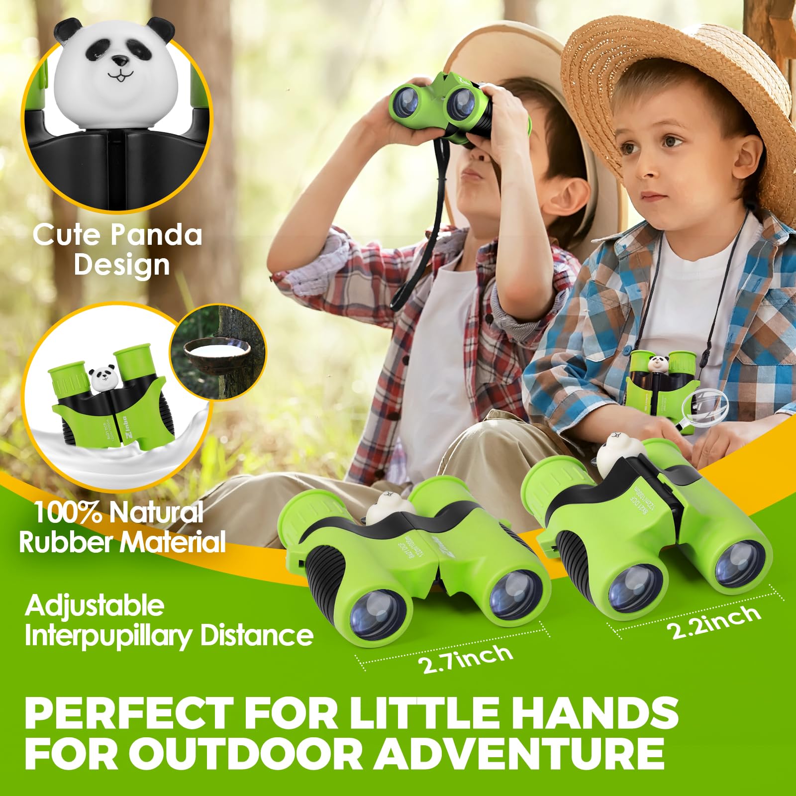 Binocolo Bambini 8x21 Ottica reale ad alta risoluzione, con lente d'ingrandimento e bussola fischietto, binocolo per bambini da 3 a 12 anni, ragazzi e ragazze, escursioni, viaggi