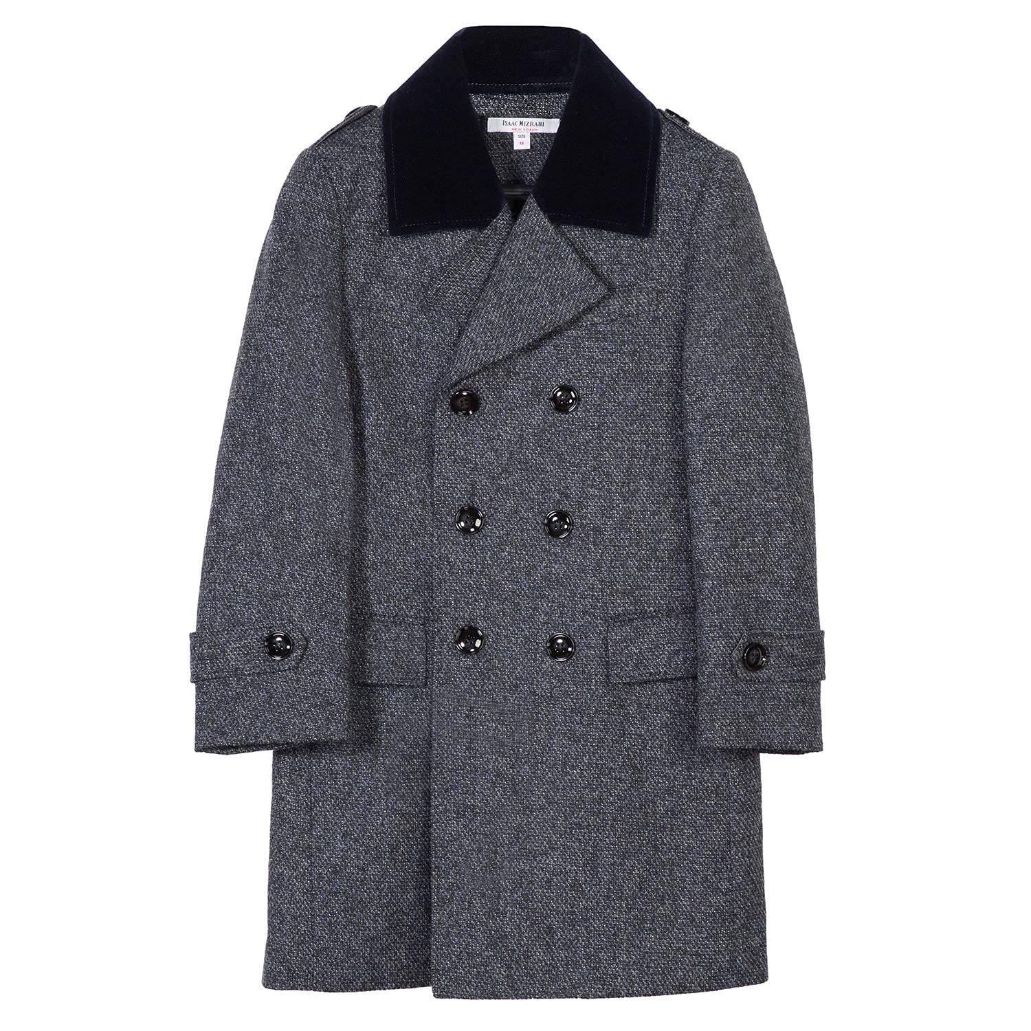 Isaac Mizrahi Boy's 2-20 Velvet Collar Quilt Lined Wool Blend Peacoat