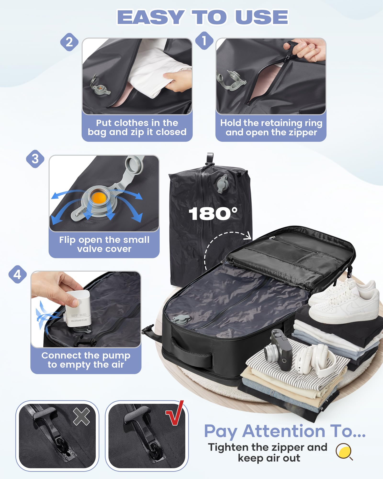 SZLX Zaino Ryanair 40x30x20 Sottovuoto Zaino da Viaggio 40x30x20 Wizzair Bagaglio a Mano 40x20x25 Borse da Cabina per Easyjet 45x36x20 Donna con USB Adatto a PC da 14 Pollici, Valigia con Sottovuoto