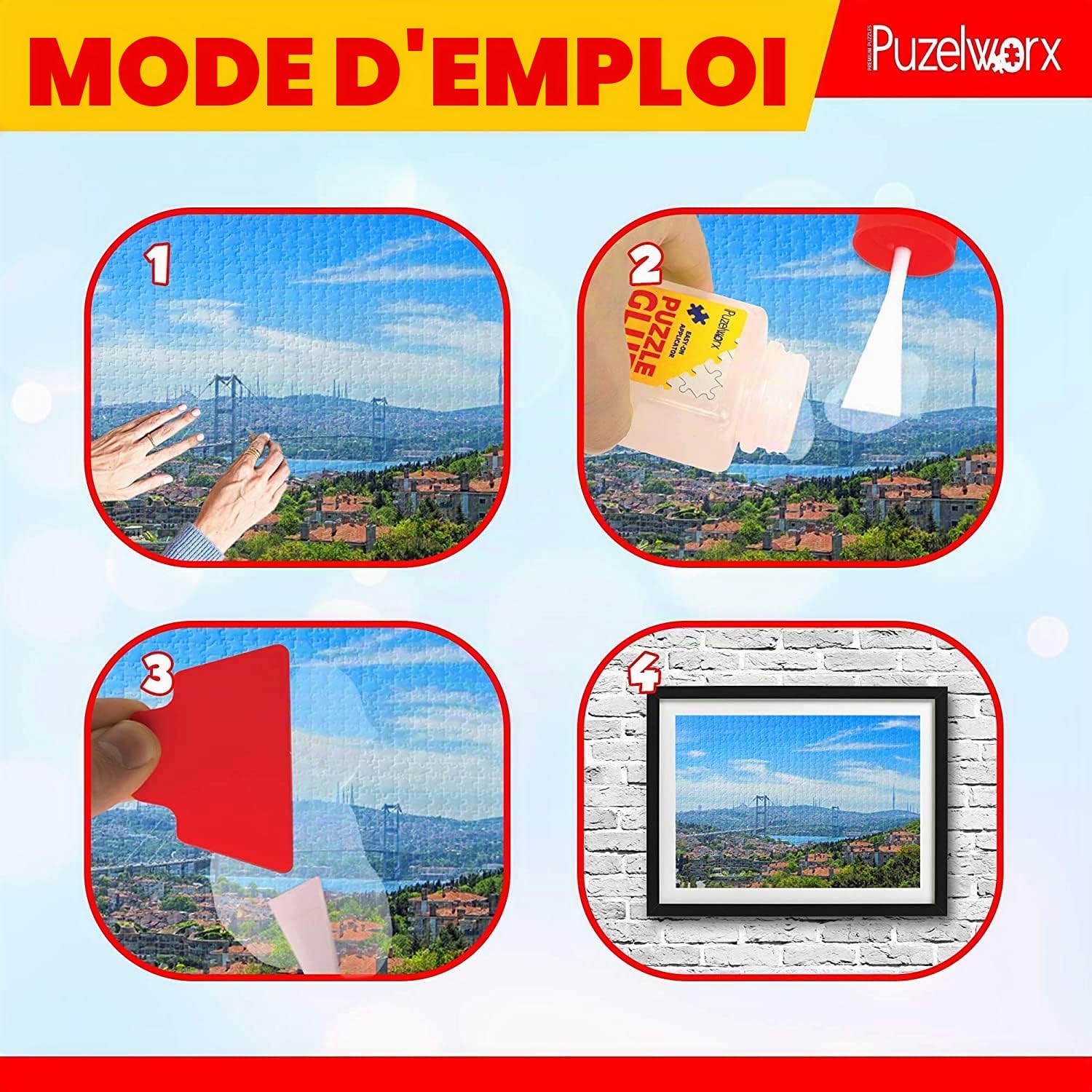 Playkidiz PuzzleWorx Applicateur de Colle pour Puzzle Facile à Utiliser, Lot de 2, Transparente Non Toxique Colle Puzzle 1000 pièces de 4,2 oz Chaque Bouteille (8,4 au Total)