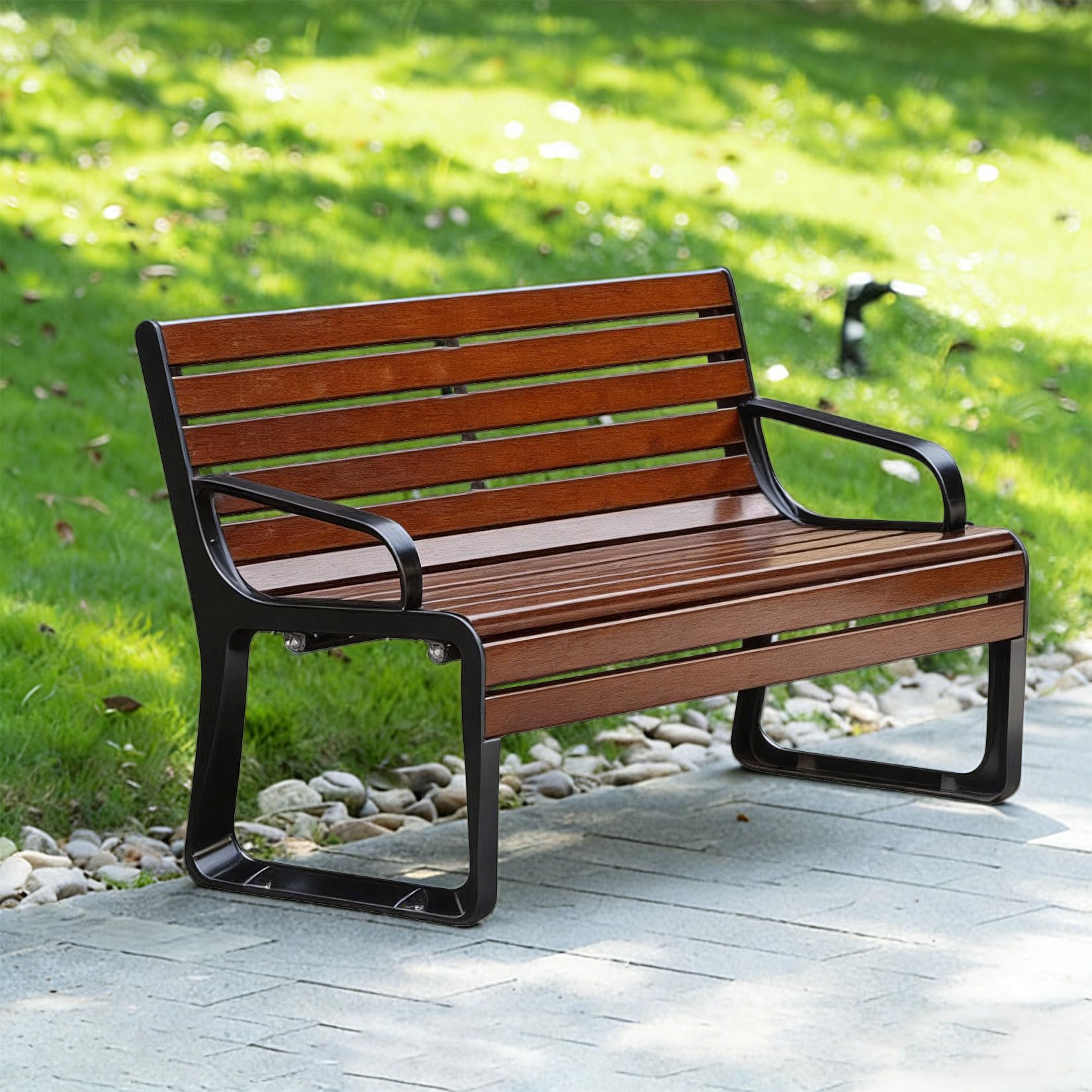 Panchina da esterno resistente alle intemperie 2 3 posti 120 cm sedile da giardino facile da montare patio pelliccia blu Loveseat per terrazza e Ln perfetta per rilassarsi all'aperto