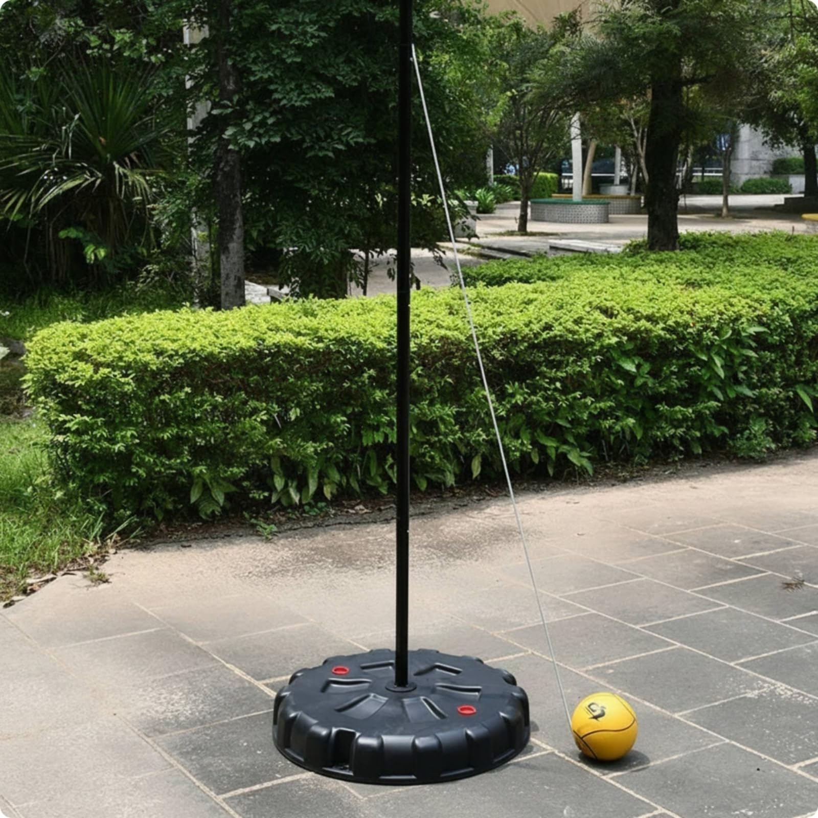 Amagogo Outdoor Ball Kit Attività Motoria Base Circolare Palo Tubo in Acciaio Cordino Palla in Gomma Struttura Leggera Adatto a Adulti Bambini Sport Allenamenti Giardino Parco
