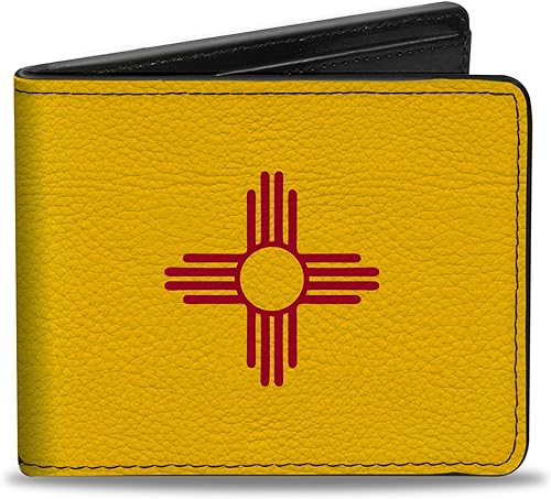 Buckle-Down Billetera plegable de PU para hombre, bandera de Nuevo México, multicolor, 4.0 x 3.5 pulgadas, Varios colores