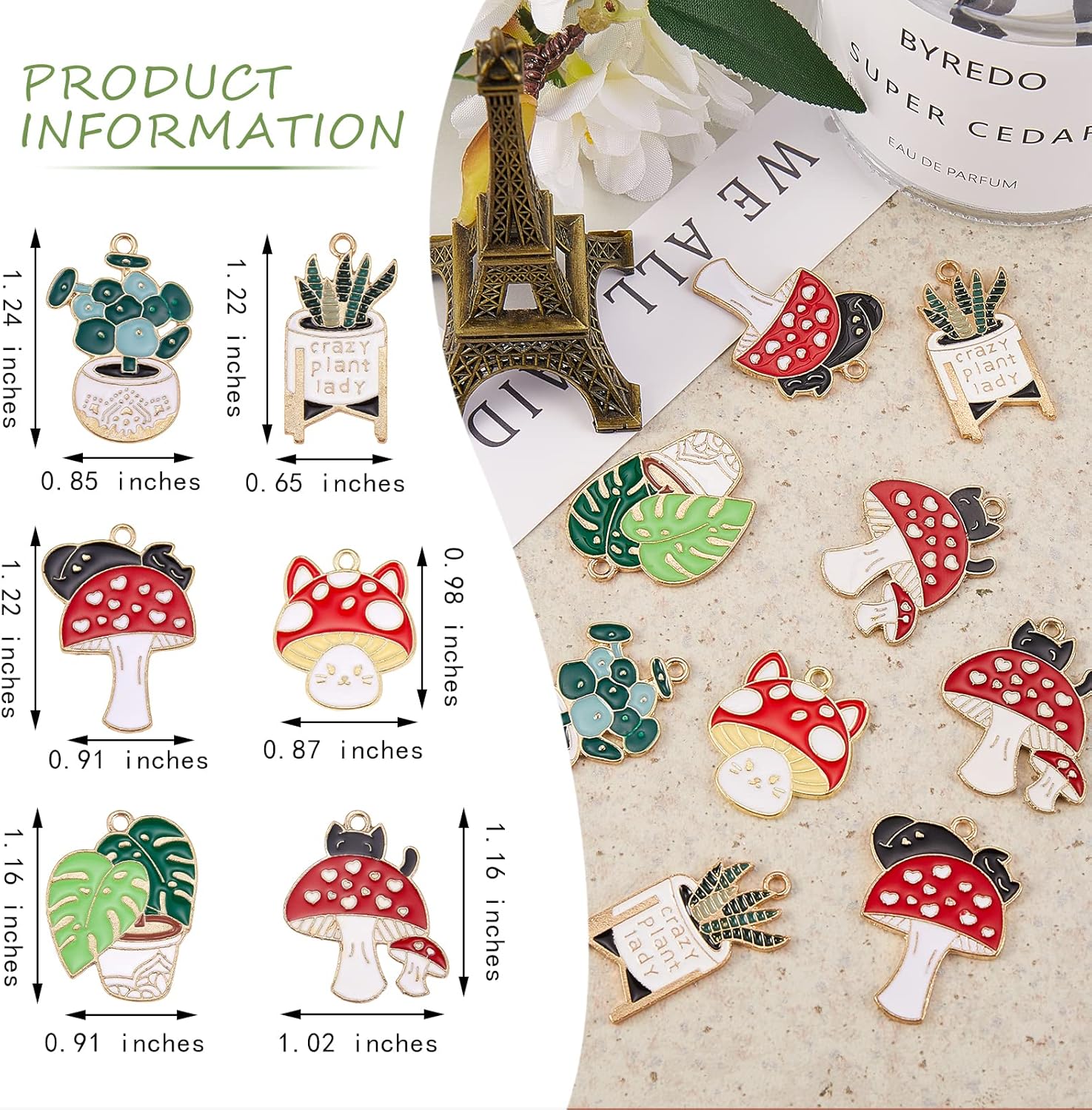 24 Pieces Mushroom Enamel Charm Pendant Plants Alloy Enamel Charm Mixed Shape Pendant for Jewelry Necklace Bracelet Earring Making Crafts - Image 7