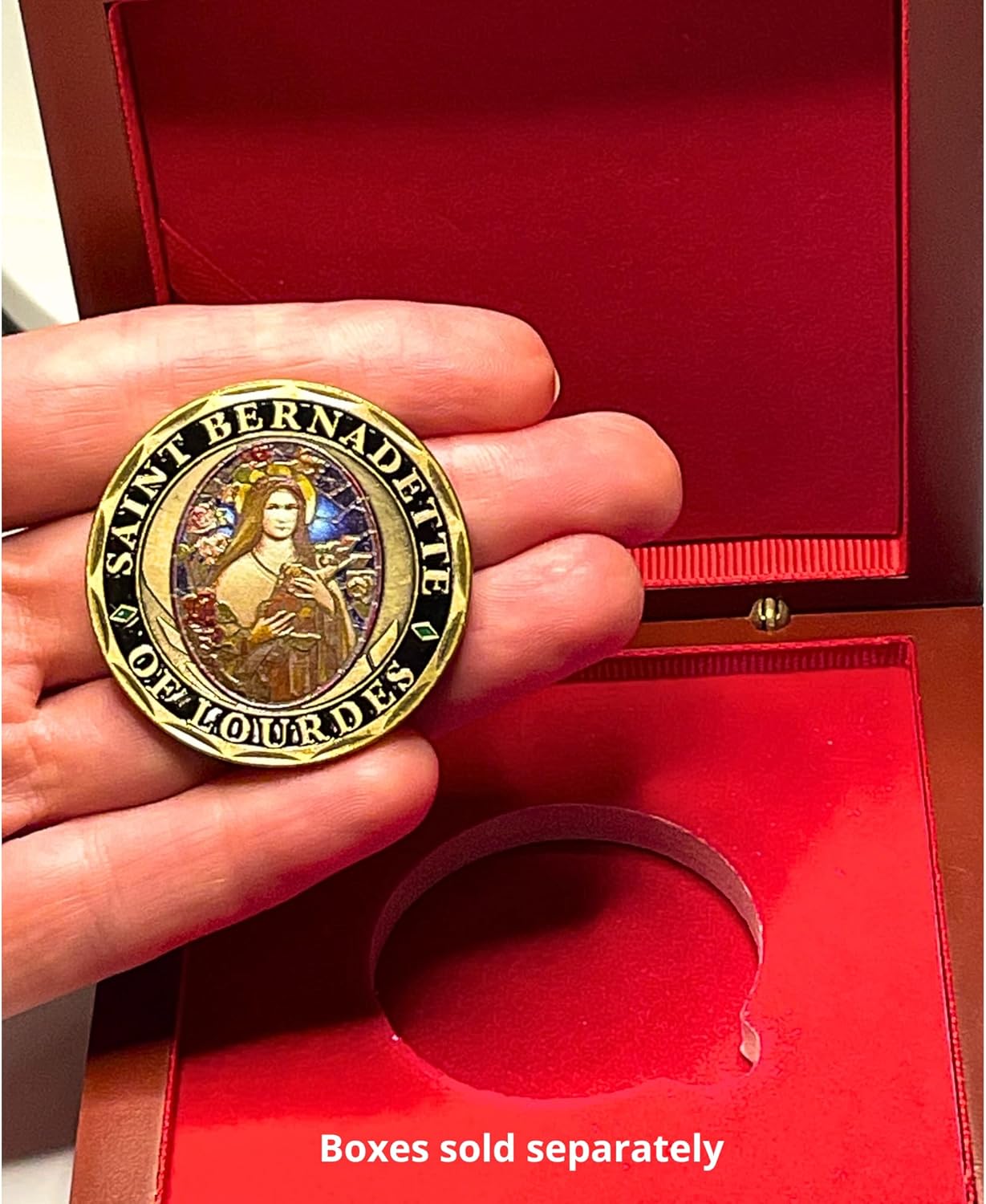 St Bernadette of Lourdes Coin, Saint Bernadette Catholic Challenge Coin, Religious Coin Collectibles, Iron Bronze Plated 38mm x 2mm