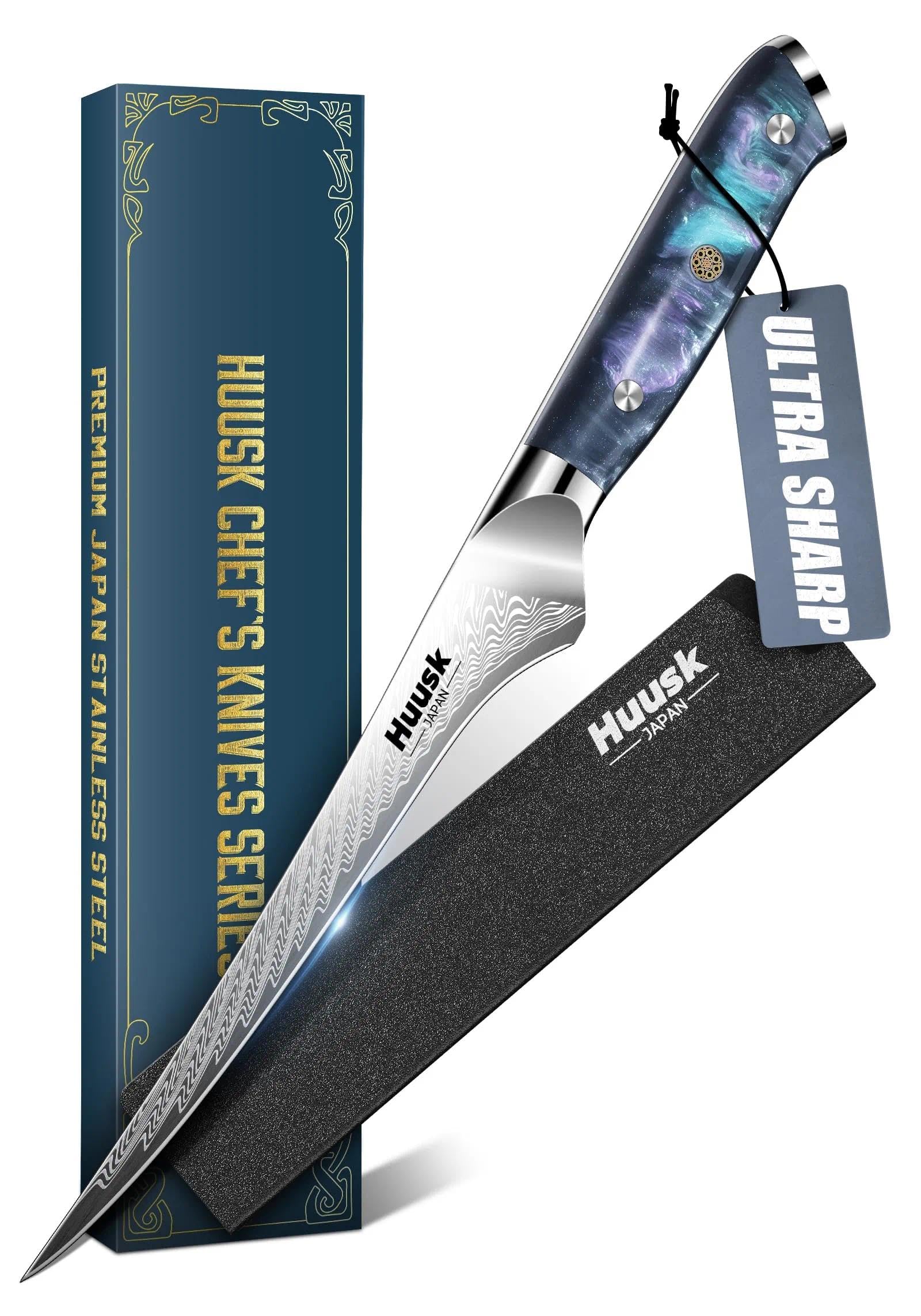 Huusk 7" Fillet Knife for Fish, Boning Knife for Meat, Gift for Chef