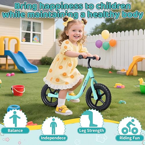Miniatura 4 de WEEROCK Bicicleta de equilibrio para niños, bicicletas de equilibrio para niños de 12 pulgadas para niños de 2 a 5 años, bicicleta sin pedales con
