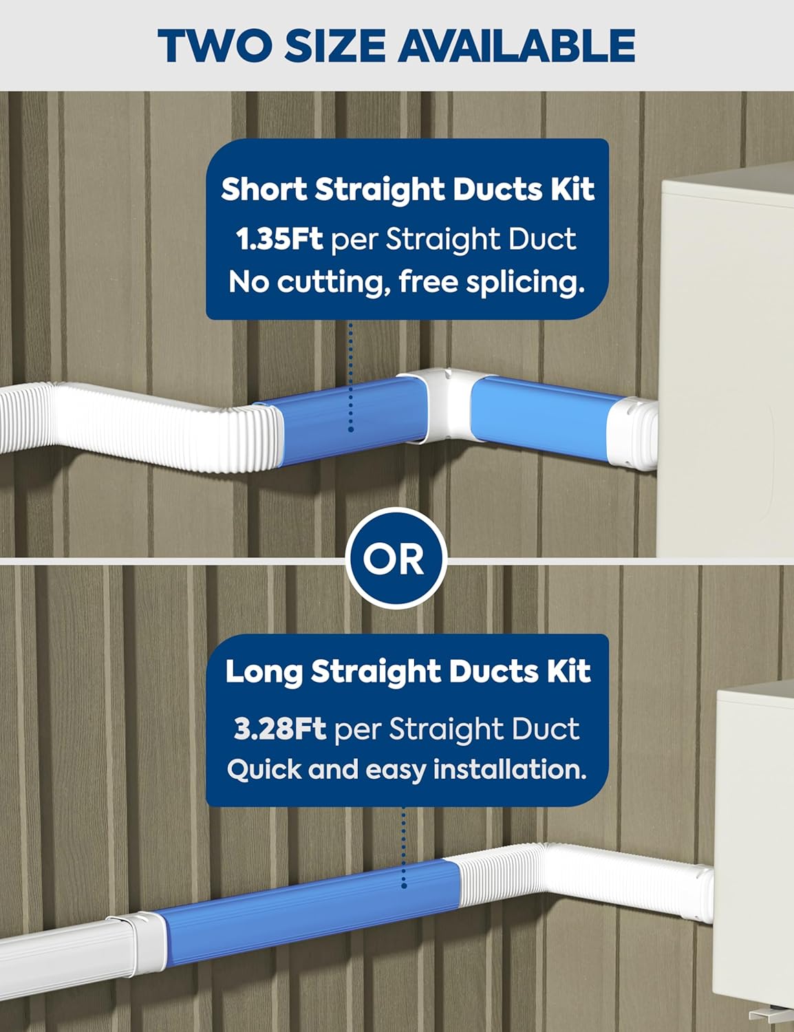 4 13.5Ft Mini Split Line Set Cover with Flexible Duct, Upgrade PP Decorative Minisplit Lineset Cover Kit, Paintable for Mini Split, Air Conditioner, Central AC, HVAC and Heat Pumps, White