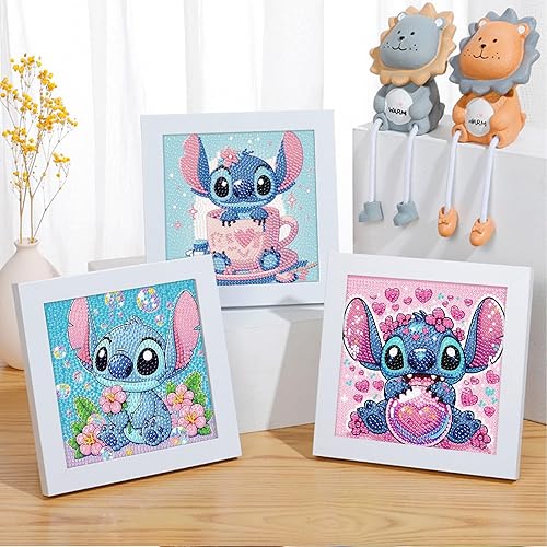 Miniatura 3 de nekpiahu Paquete de 6 kits de pintura de diamantes 5D para niños principiantes, kit de arte de diamantes de dibujos animados de taladro completo,