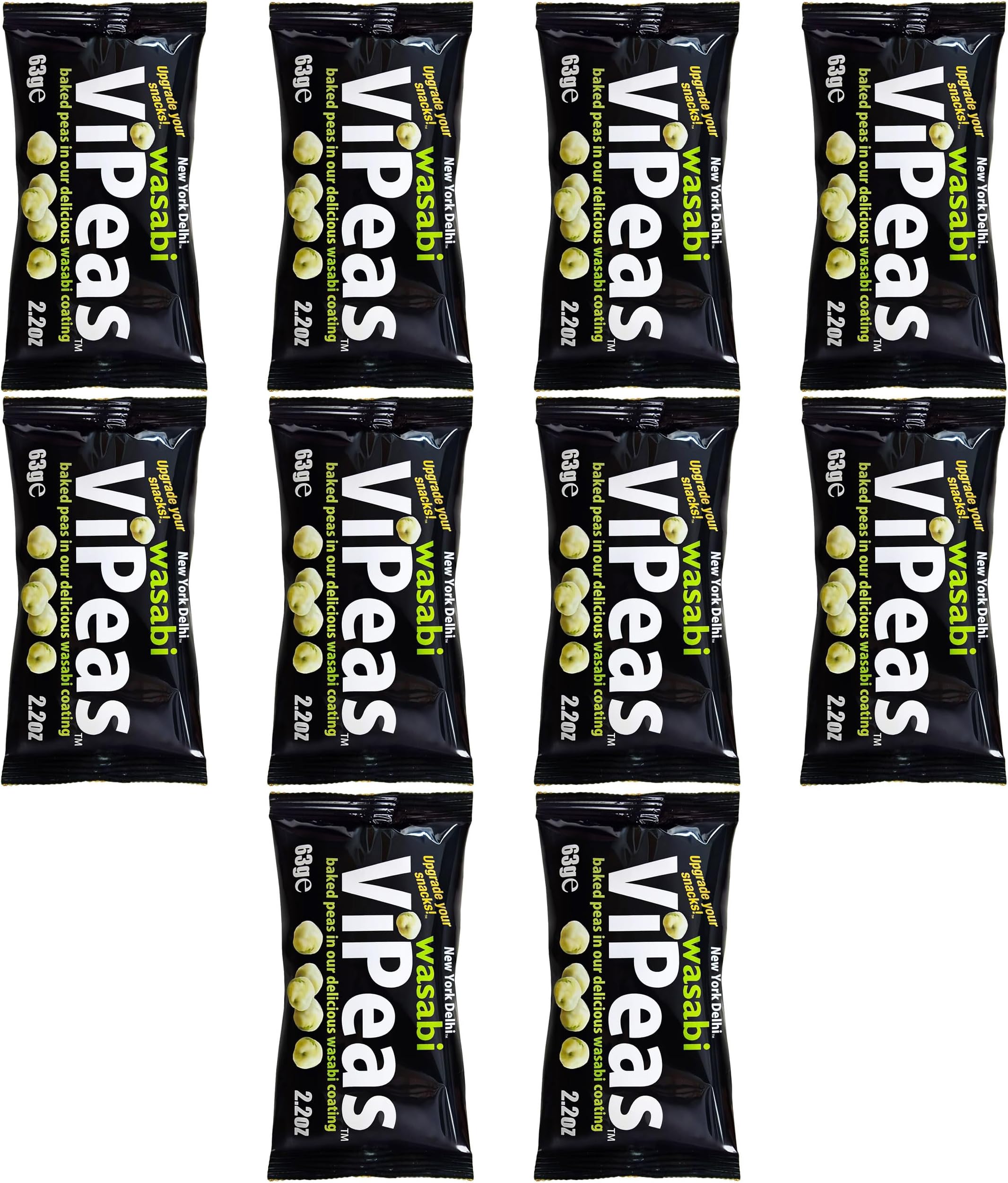 ViPnuts ViPeas, Wasabi Flavoured Natural Peas, Vegan, Gluten Free. 10x63g