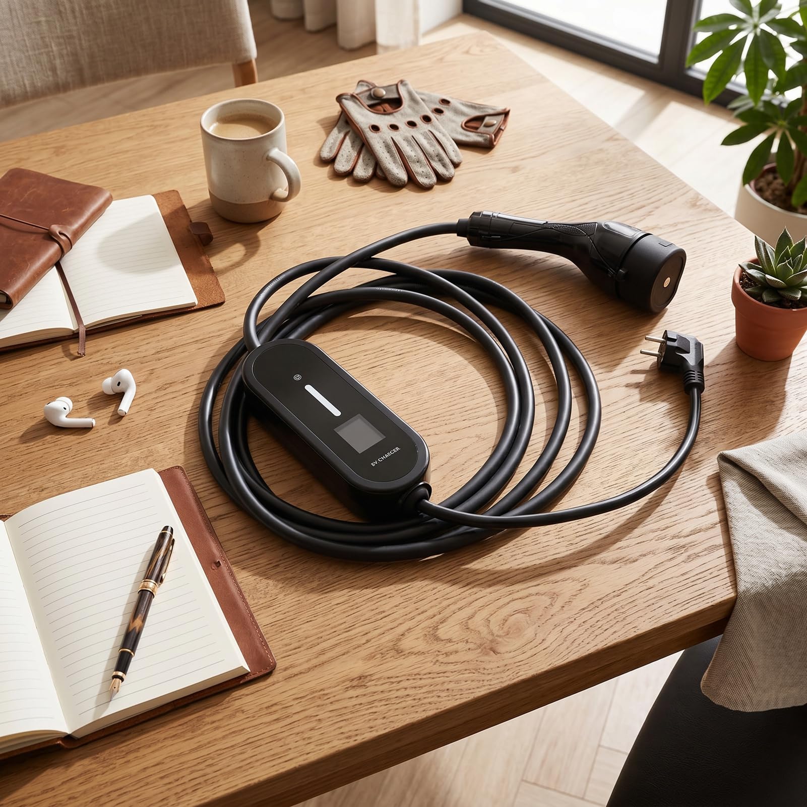 Cargador Portátil EV Tipo 2, 3,5 KW Ajustable 6A-16A 5 Metros