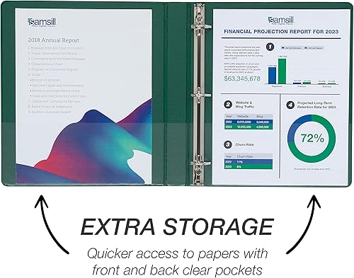 Vista 414 de Samsill Carpeta duradera de 1.5 pulgadas, fabricada en los Estados Unidos, carpeta de anillos en D, carpeta transparente personalizable, surtido