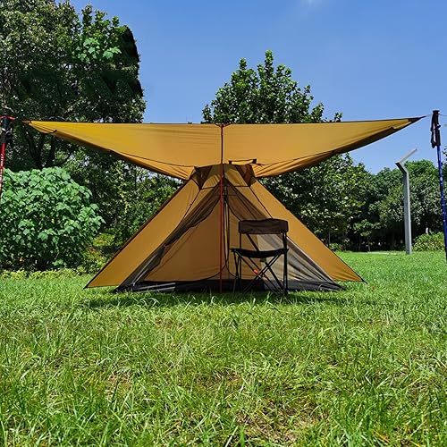 Miniatura 7 de Tienda piramidal ultraligera tienda de campaña de malla caliente, tienda Tipi para 4 estaciones, tienda interior para acampar familiar, senderismo,