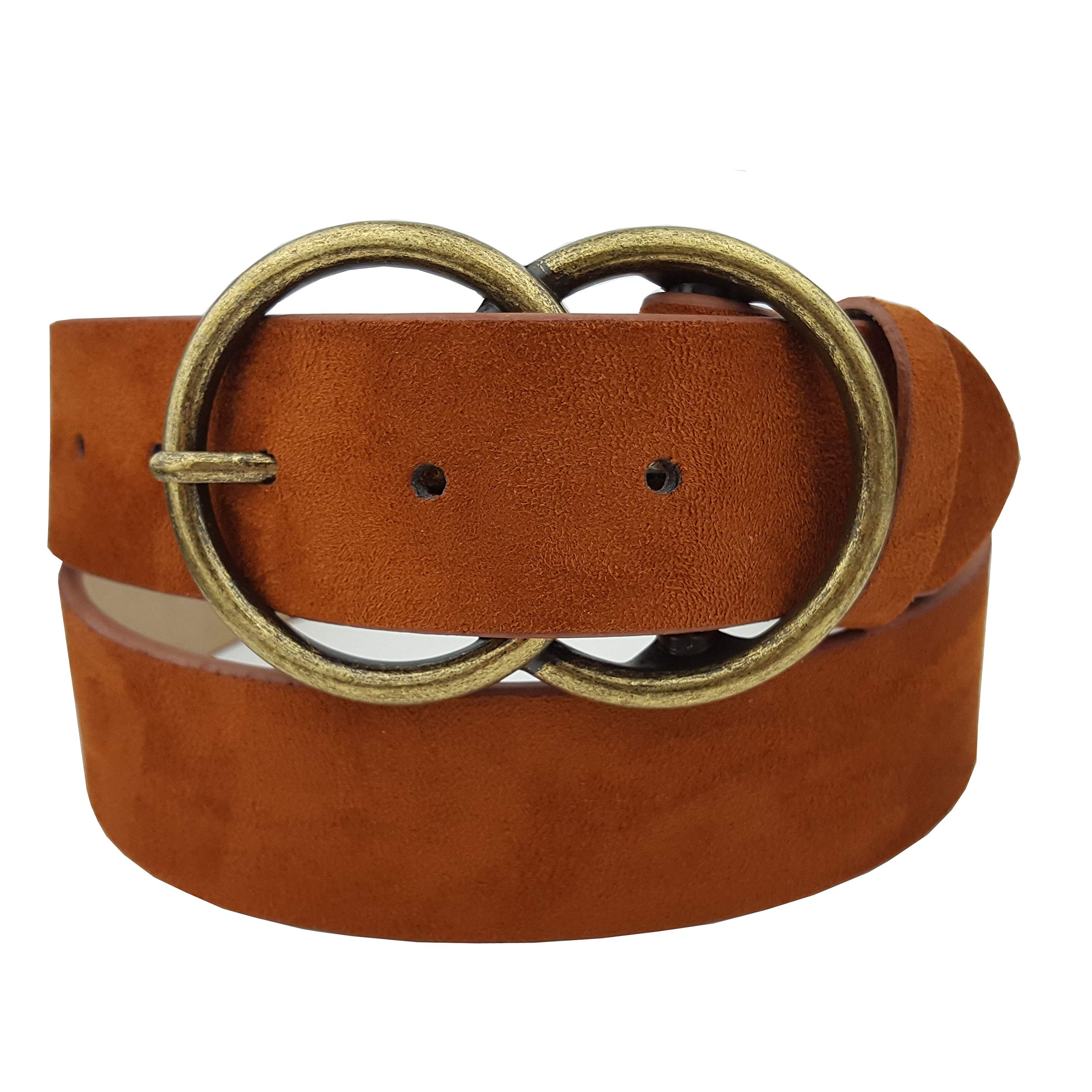 Axesoria Vegan Suede Belt with Double Ring Buckle