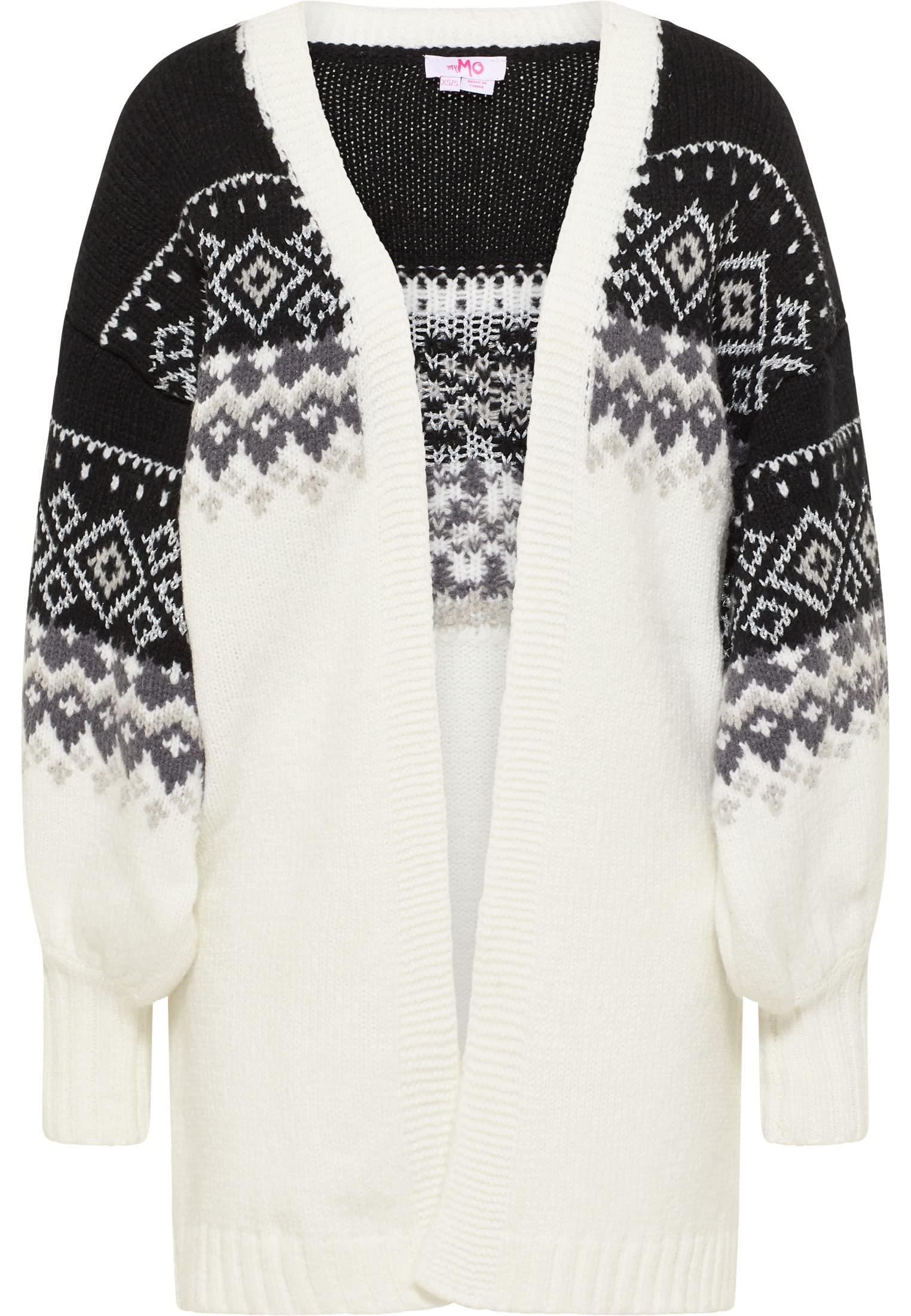 hoona Women's Cardigan Sweater, Black Wool White, XL/XXL