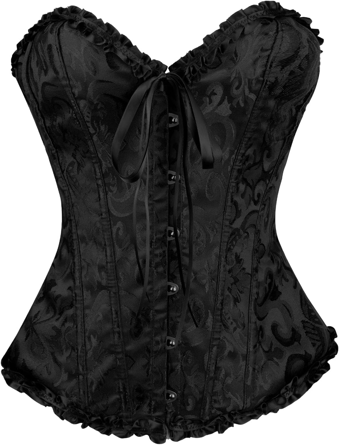flintronicWomen's Overbust Sweetheart Lace Up, Bustiers Corsets, Bridal Lingerie Lace up Satin Boned Corset, Plastic Bones Corset Bustier Top, Women's Gothic Corsets Cinchers Overbust Bodysuit