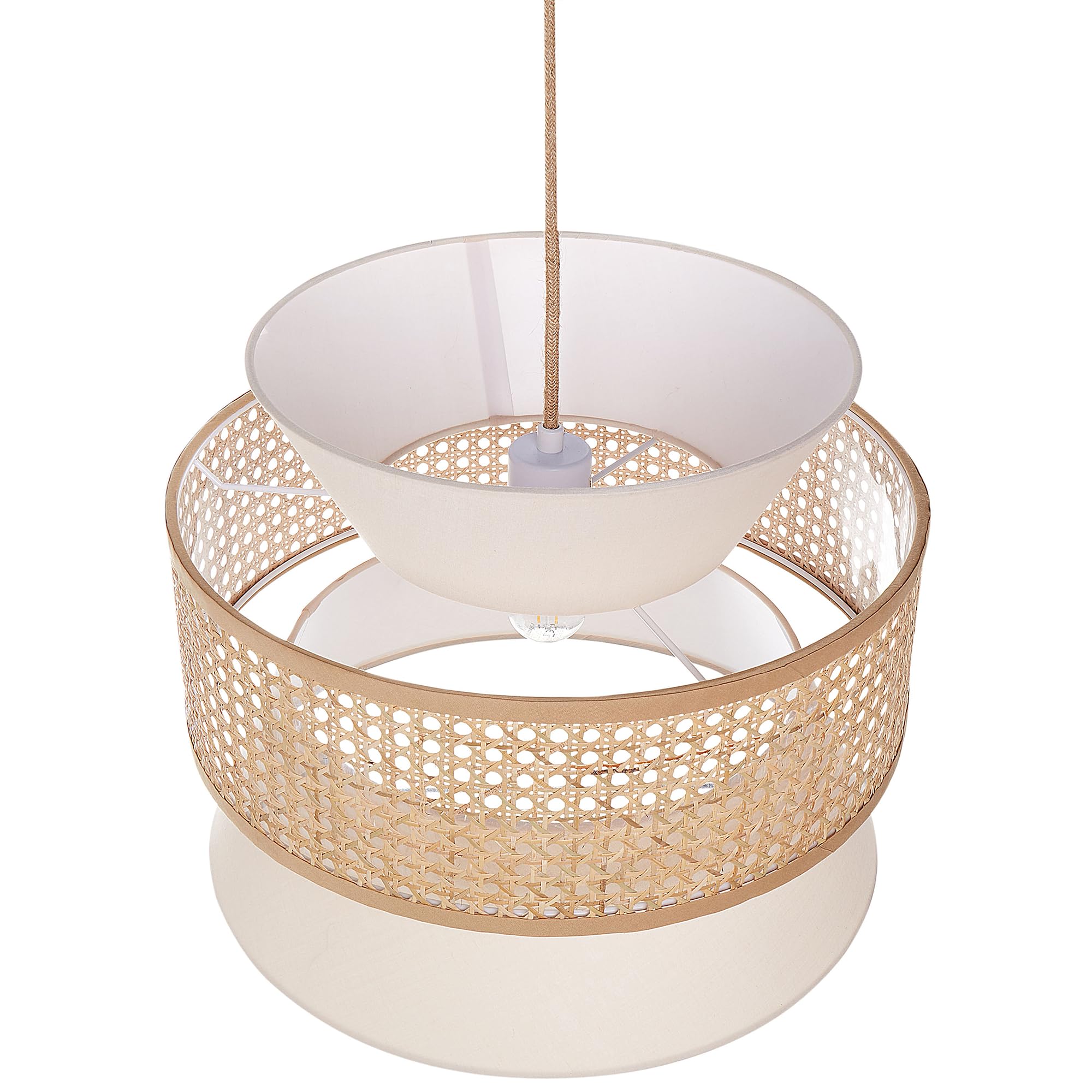 Lampada a sospensione Illuminazione con paralume in Rattan Naturale Beige