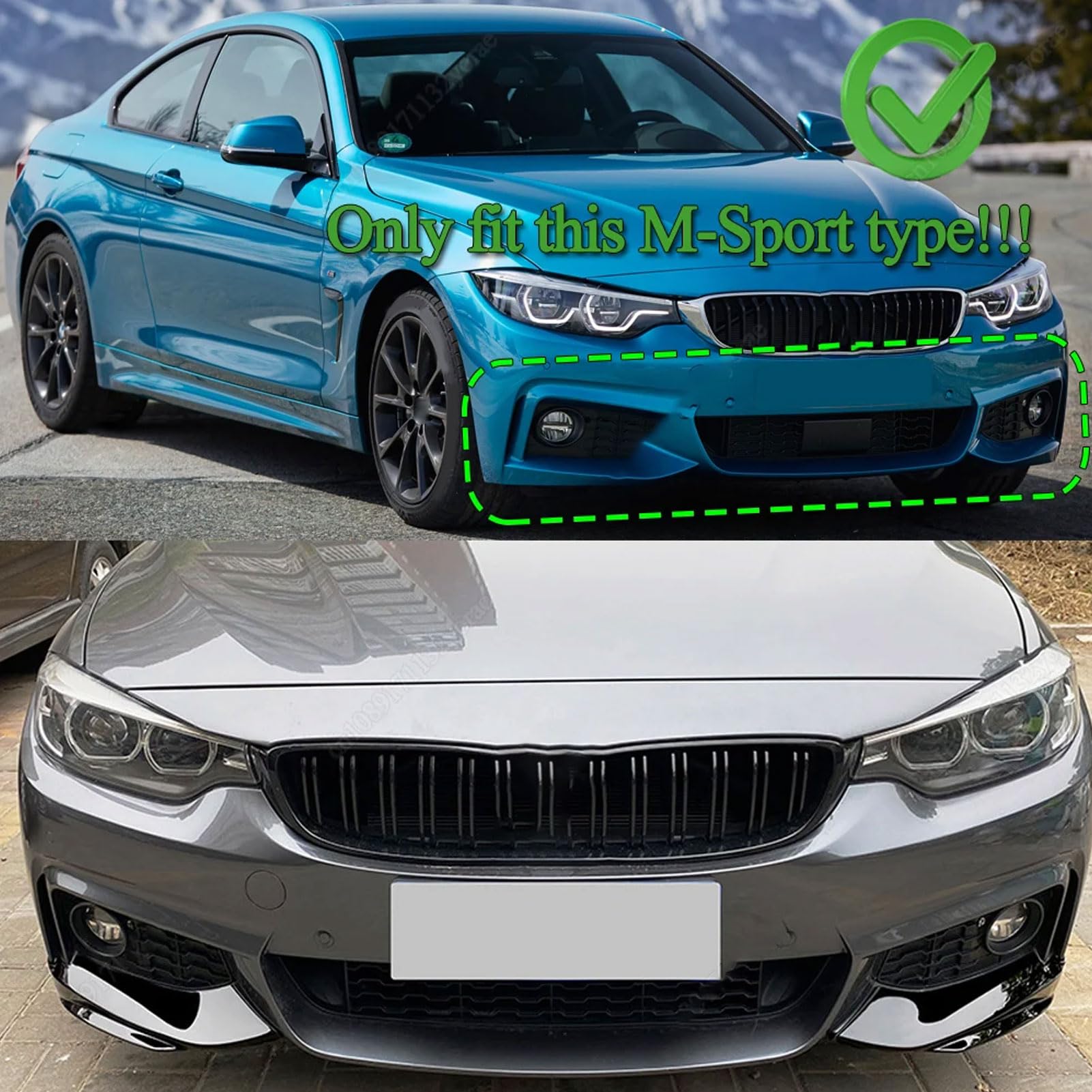 Akozon Spoiler Zderzaka Bocznego 22,8 Cala, Spoiler Zderzaka Przedniego Pasujący do Serii 4 F32 Coupe F33 Cabrio Convertible F36 Gran Coupe o Aerodynamicznym Kształcie