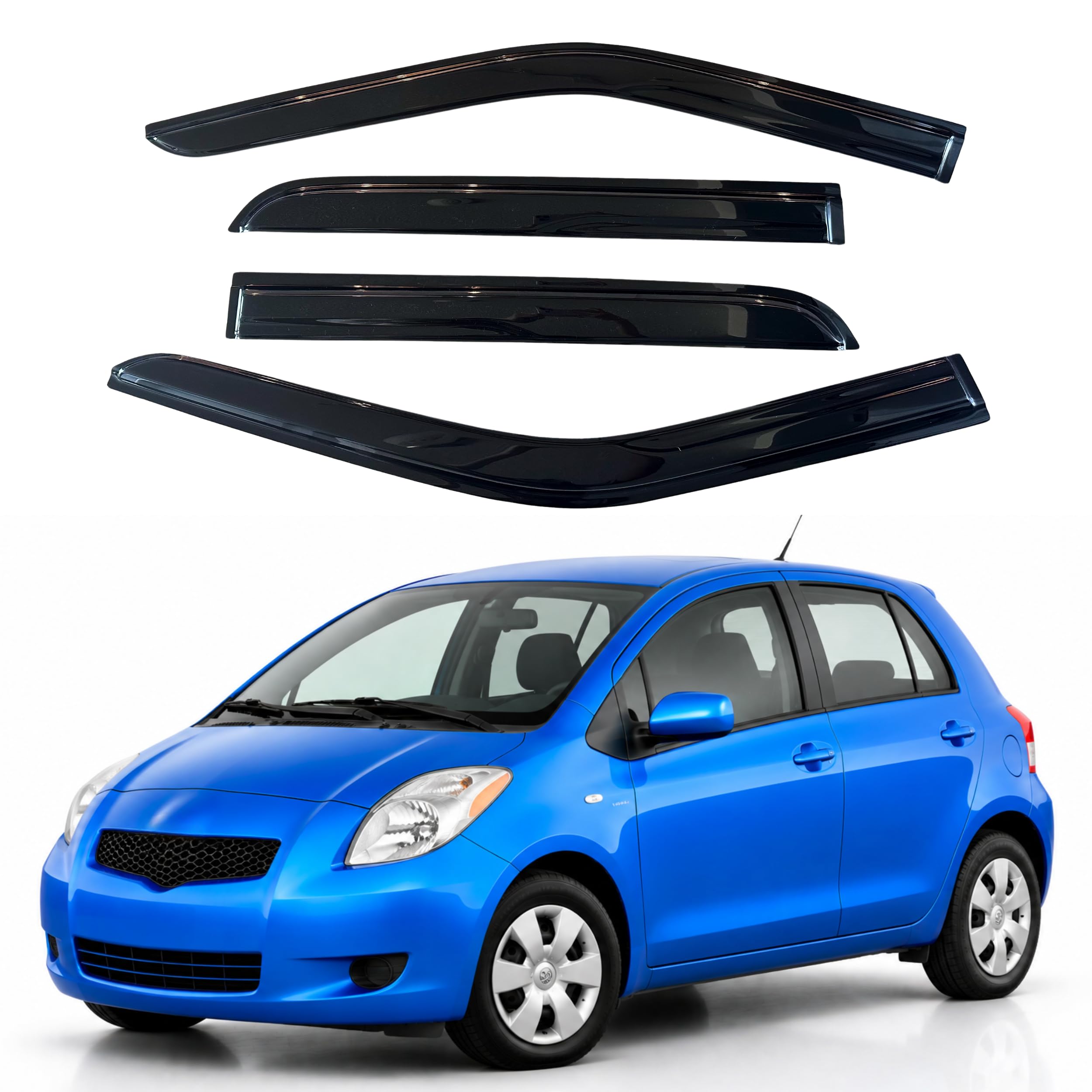 IG Window Visors Fit for 2005-2010 Toyota Yaris Hatchback, Out-Channel Rain Guards Vent Wind Deflectors 4PC, Car Accessories for 05-10 Yaris Hatchback (Excludes Sedan)