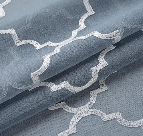 Miniatura 5 de MIUCO - Cortinas transparentes bordadas con ojales, para sala de estar, 2 paneles (2 x 37 de ancho)